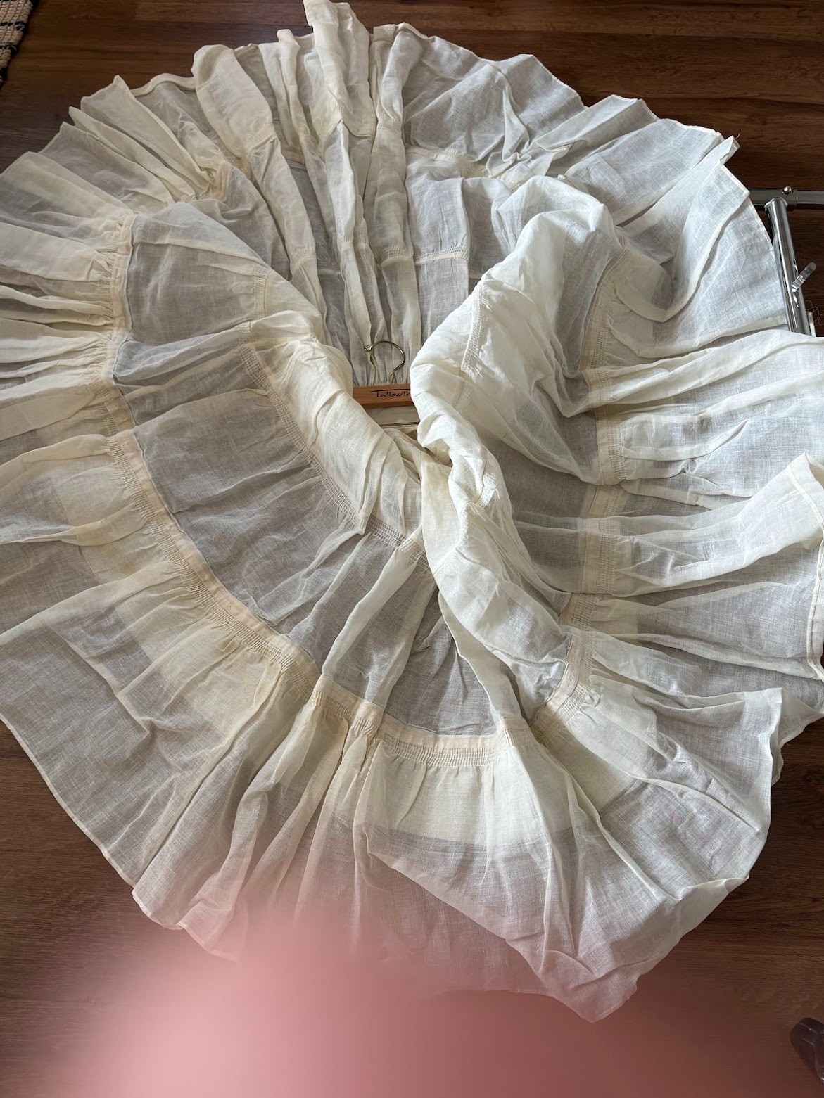 2pc lot VINTAGE FULL CIRCLE TIERED PETTICOAT SLIPS AS IS FOR REPURPOSING