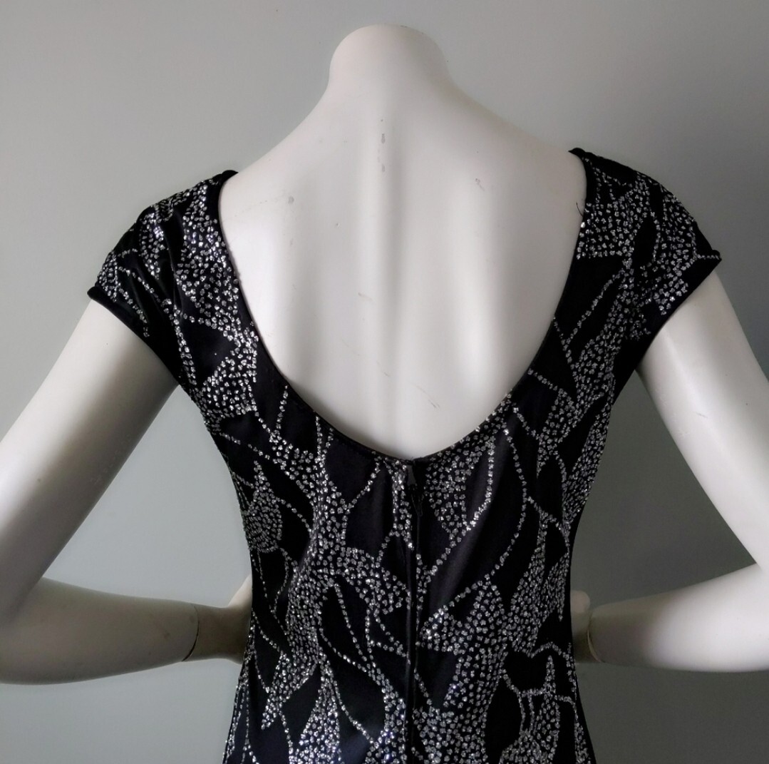 Diamond’s Run Wayne Diamond Women L Black Midi Dress Glitter 70s Vintage Party
