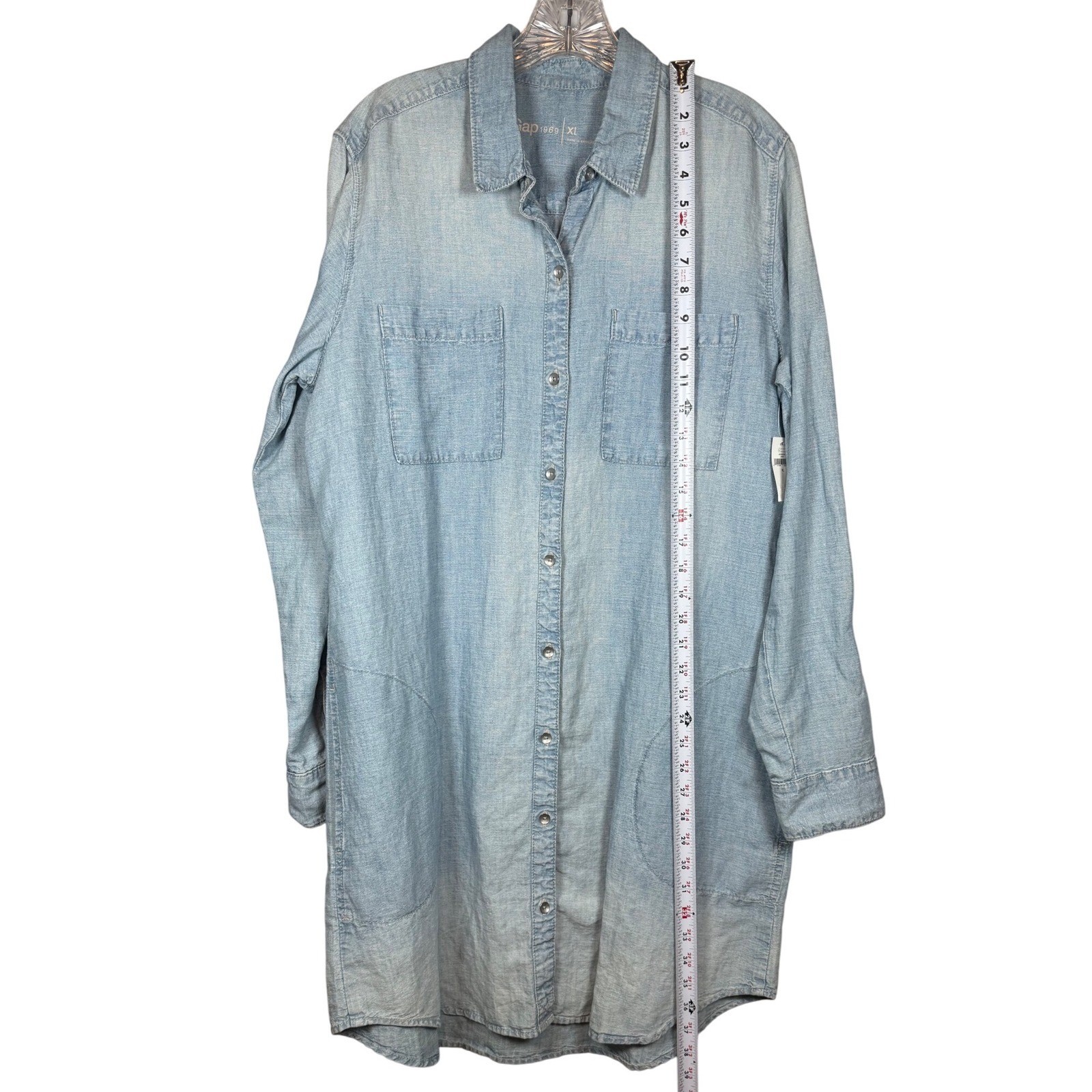 NWT GAP Women’s 1969 Linen Denim Shirtdress, Light Indigo, Size XL