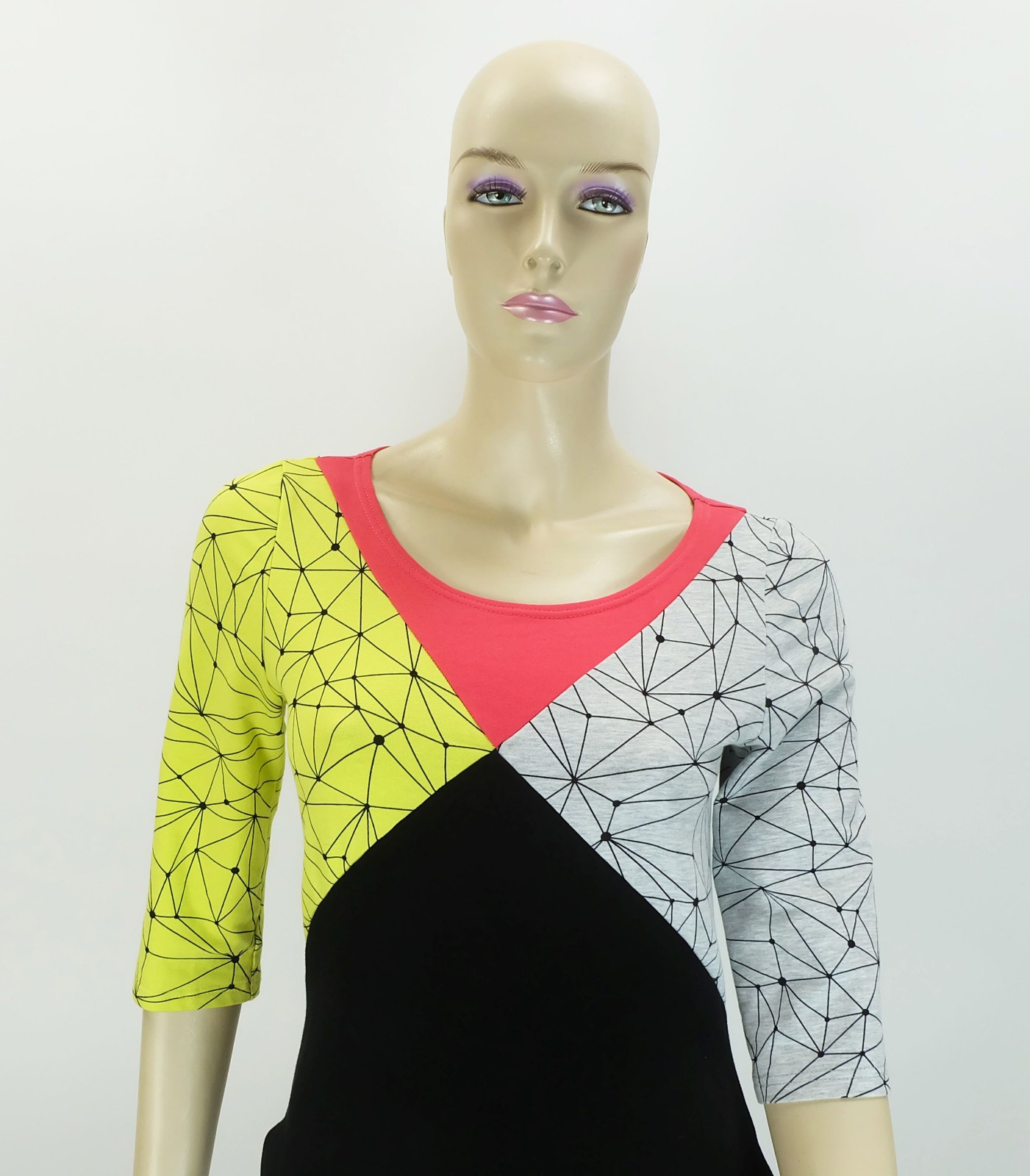1980s dress mini dress size S new wave neon gray and black label mi eta