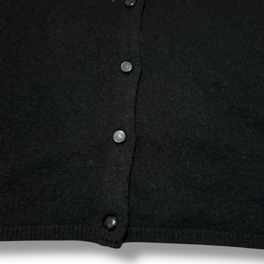 Vintage Black Floral Embroidered Angora Blend Cardigan Size Medium P Cottagecore