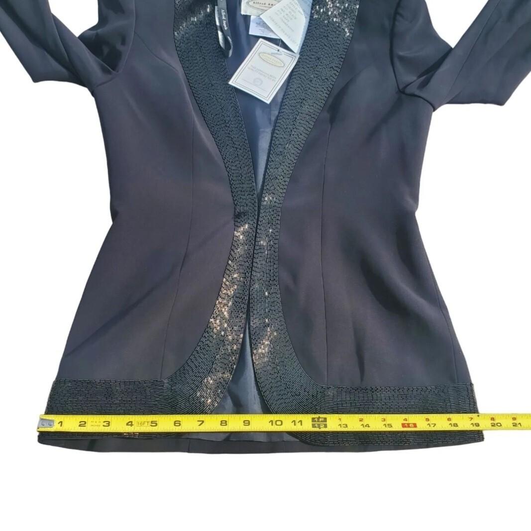 Vintage Alfred Angelo Black Beaded Formal Maxi Dress with Beaded Jacket Size 4