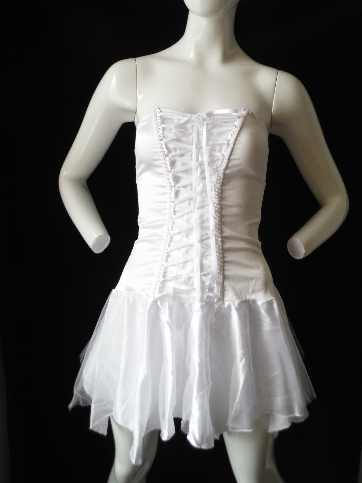 VTG Fredericks of Hollywood 90’s New Sexy!! White Lingerie Dress Tie Up Bodice S