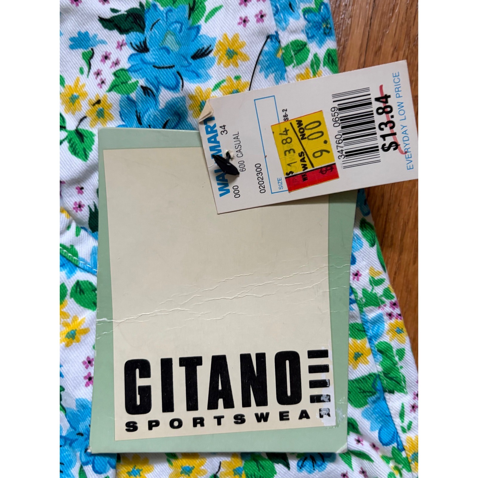 Vintage NWT Gitano Floral Shorts Blue Yellow Lace Trim Cotton Size 13