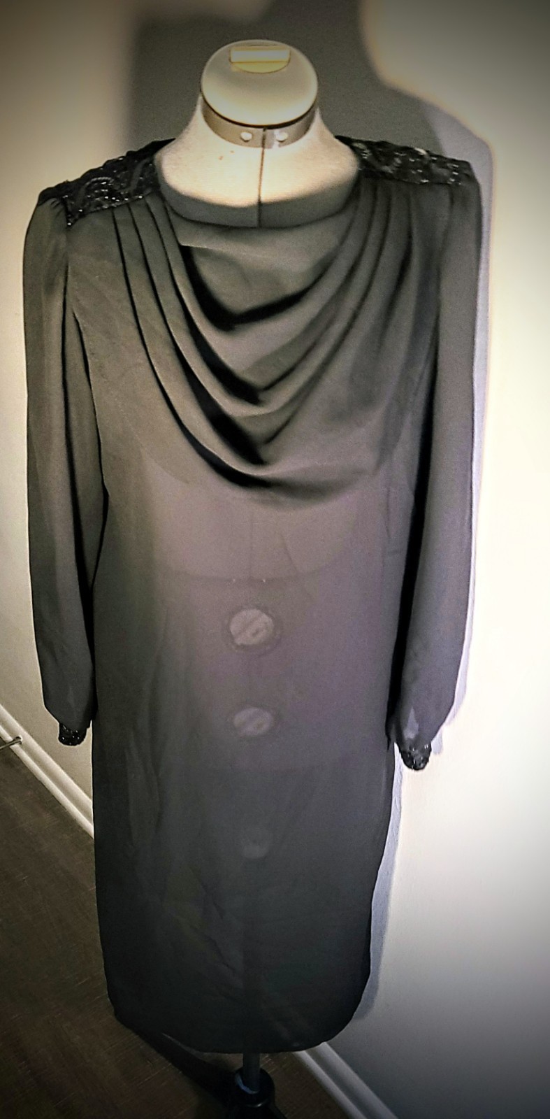 Vintage Toni Todd Black Draped Tunic / Dress Size M
