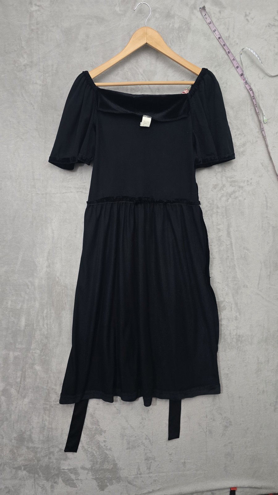 vintage 80s black velvet dirndl dress featuring a floral patterned bodice, Dress