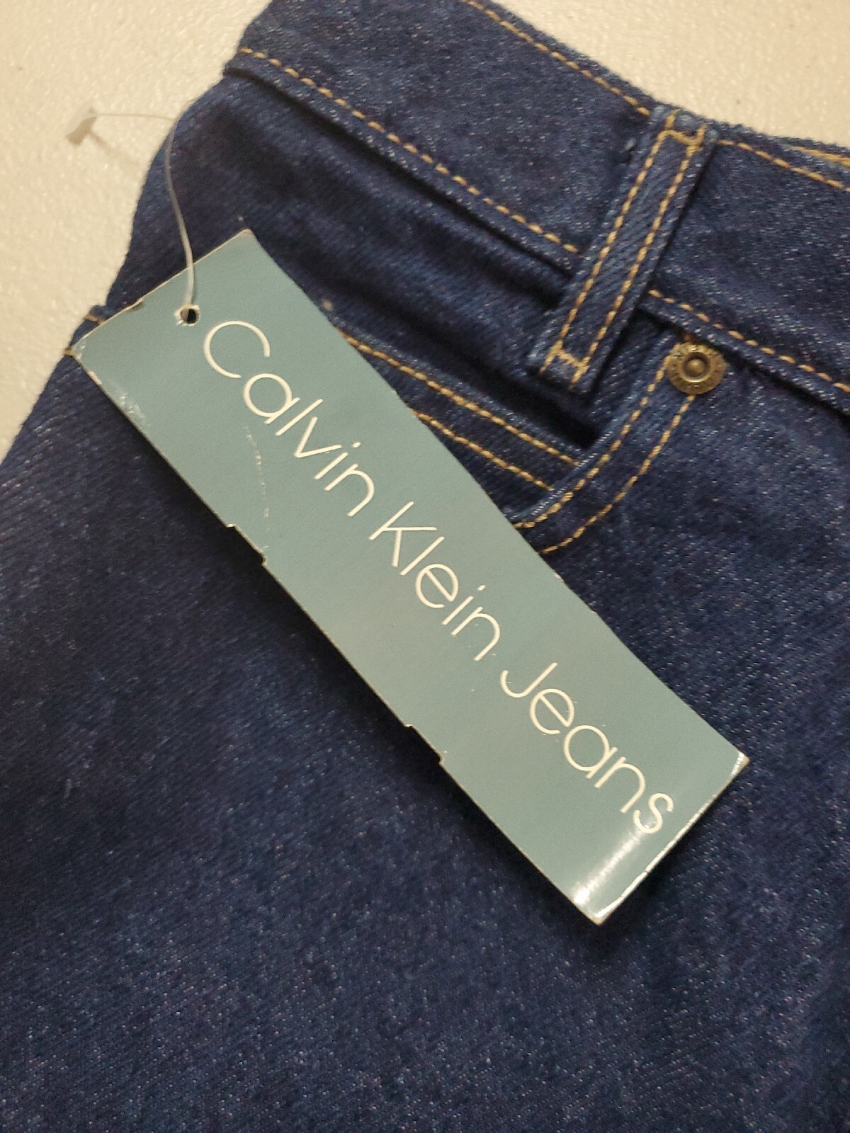 Vintage Calvin Klein High Rise Jeans Blue Mom 80’s Made In USA Logo Size 5 New