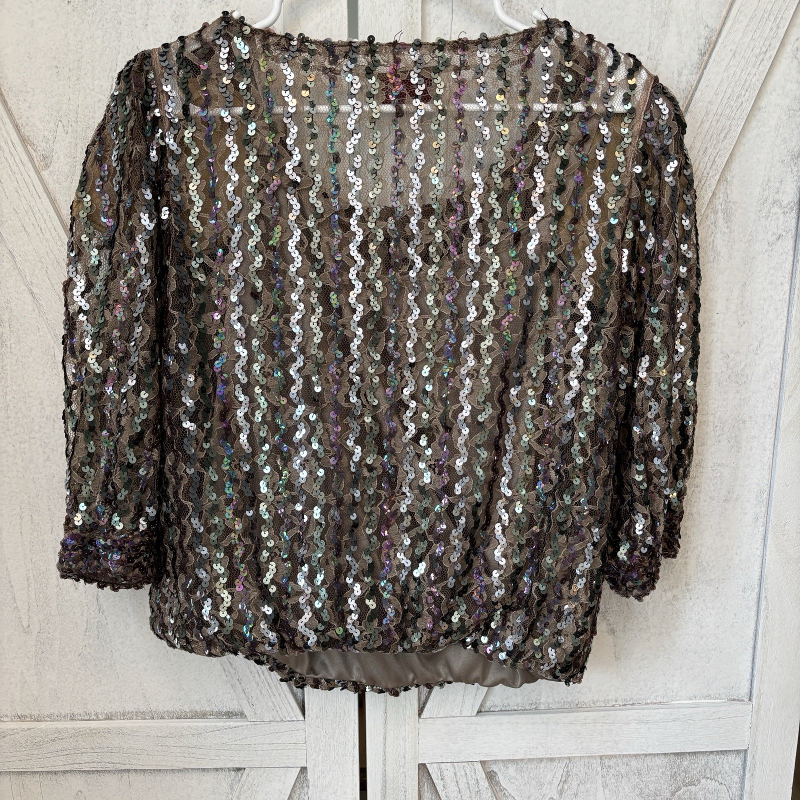 Vintage Three Flaggs California Sequin Lace Top Going Out Top Disco 80’s