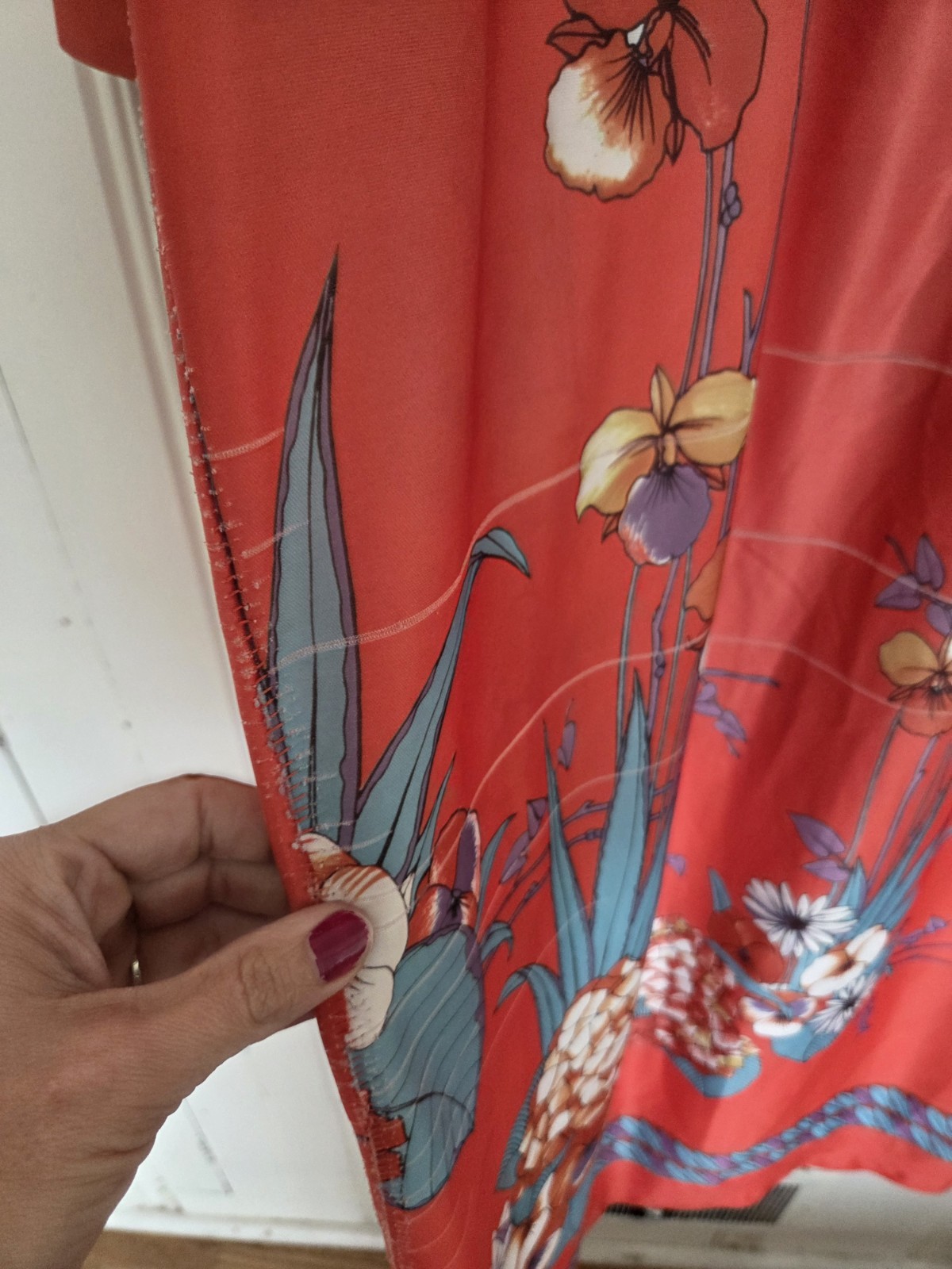 Vintage Plaza 9 Large Orange Floral House Dress Nightgown 1960s Retro Hawaiian