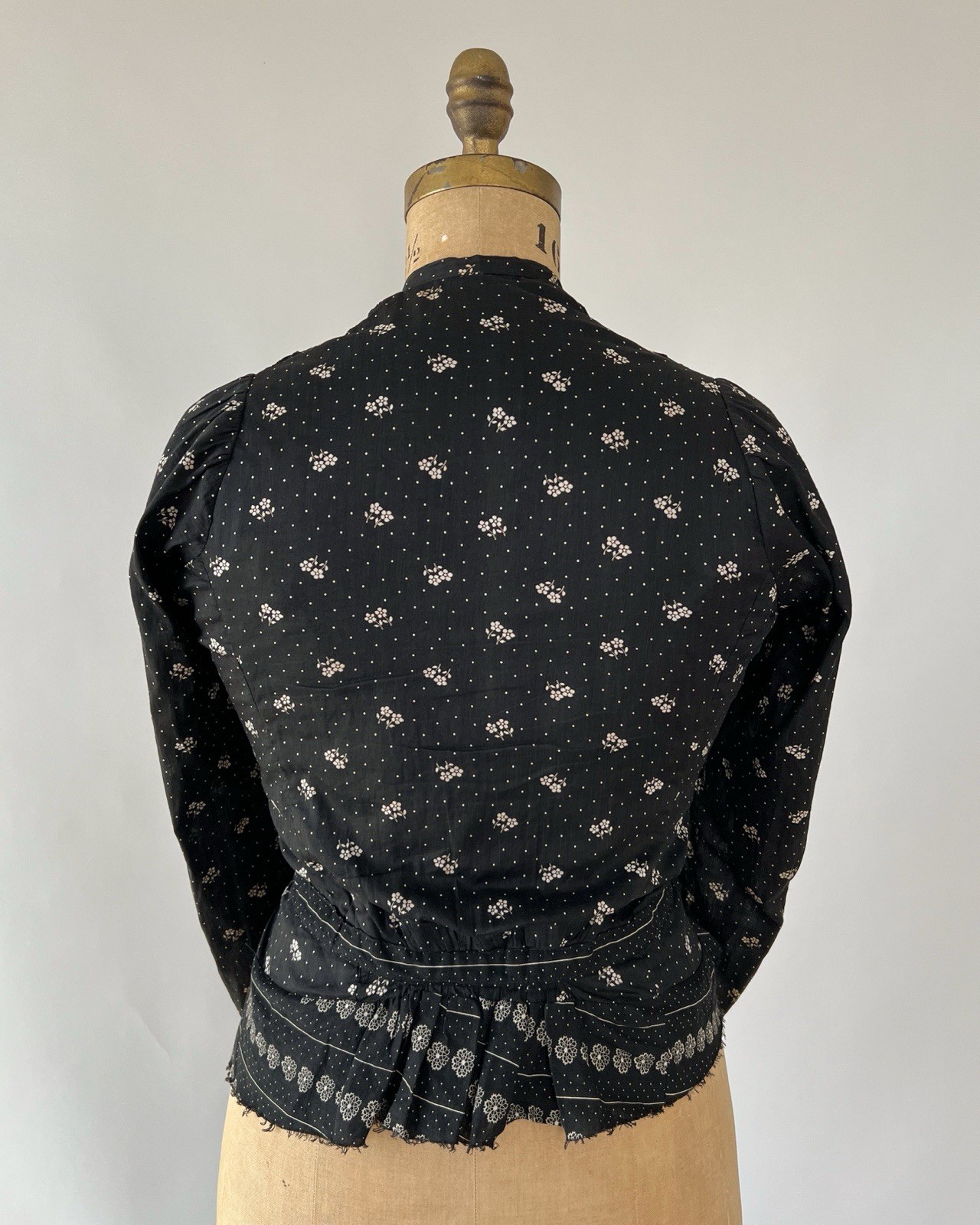 Antique Victorian 1890s 1900s Black Floral Calico Dress Set Prairie M 29 30 W