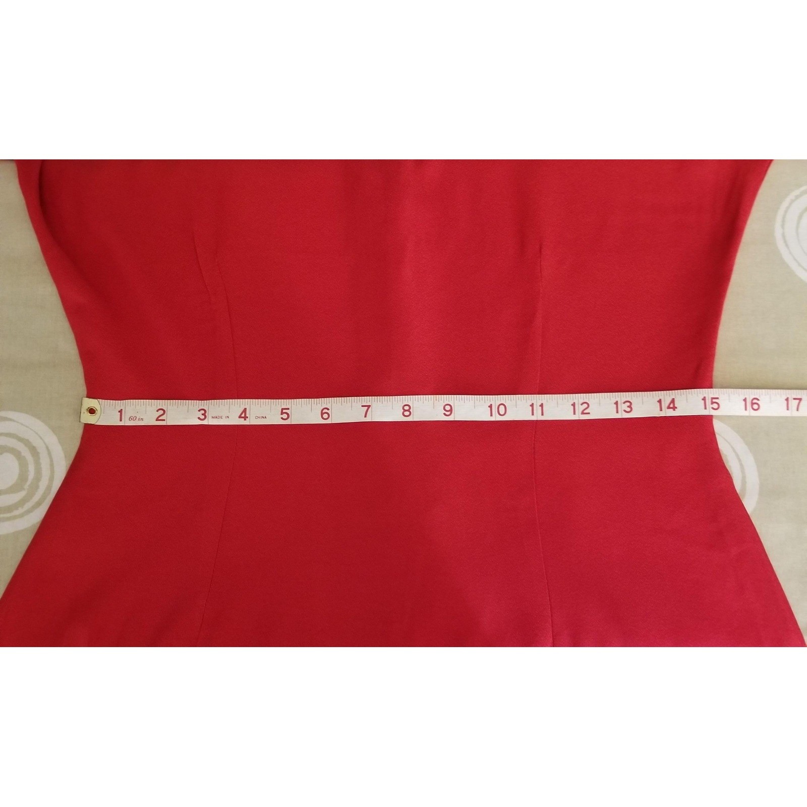 Vintage Switch USA Red Rayon Sheath Dress Midi Short Sleeve Made in USA Size 9