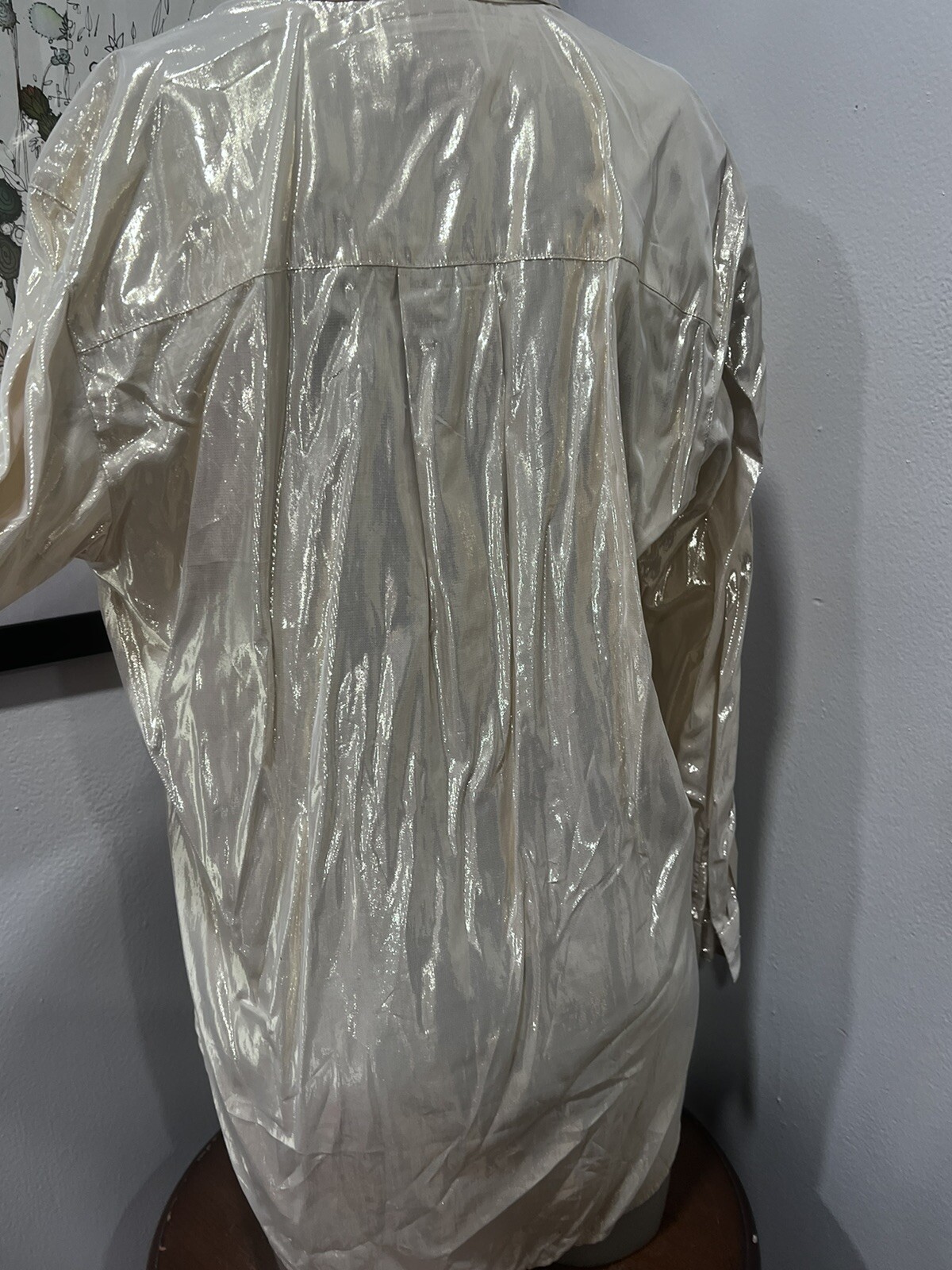 „Year Of „Vintage Metallic Long Sleeve 70’s Tailored Blouse Deadstock NWT. Sm