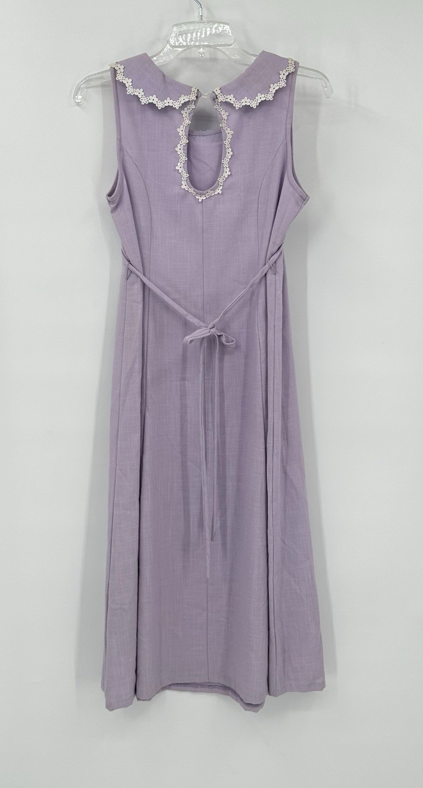 vintage 70S LILAC MIDI DRESS sundress LARGE cottagecore soft feminine twee