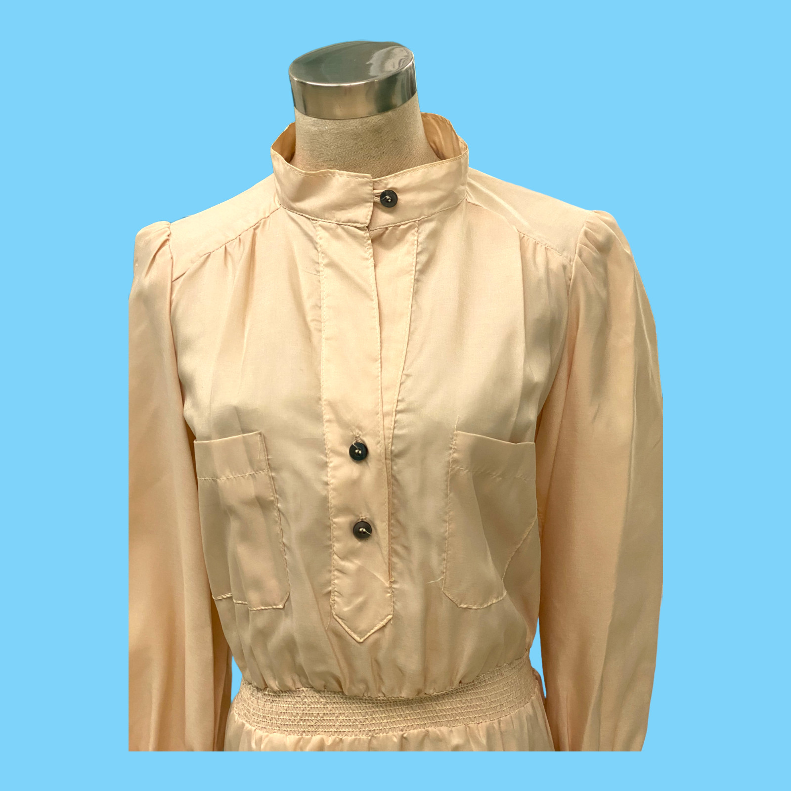 Vintage 70’s Irene Kasmer California Light Tan Dress Secretary Med- Large