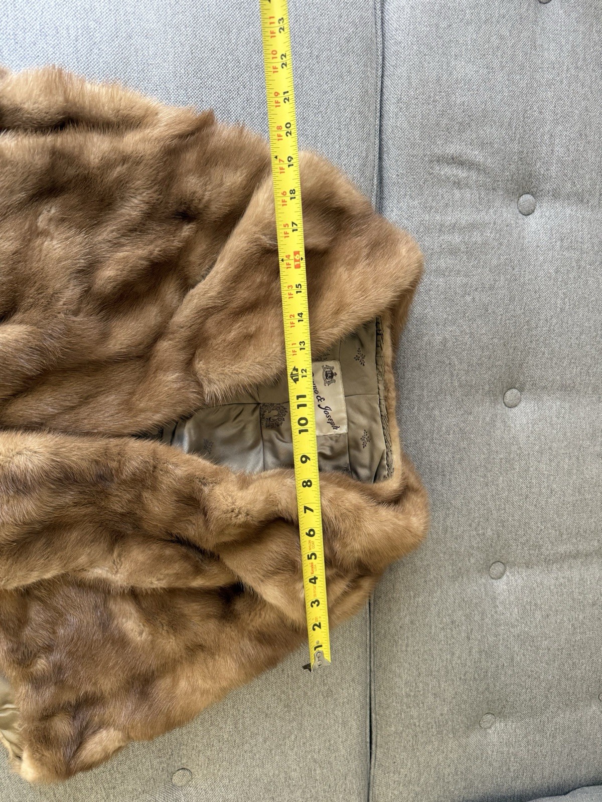 Vintage Mink Fur Stole Bolero Bruno & Joseph Furs Brown Real Fur Mid Century