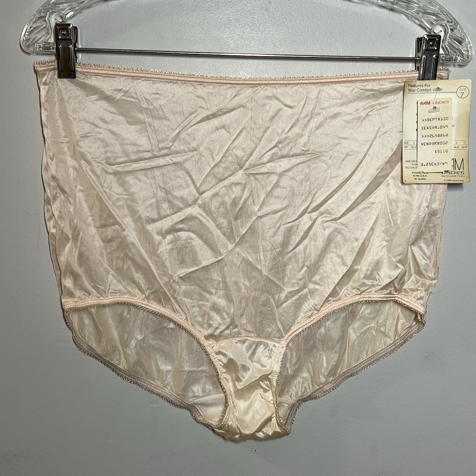 NWT Pam Undies by Claxton 7 40-41 Silky Satin High-Waist VTG Panty Made in USA
