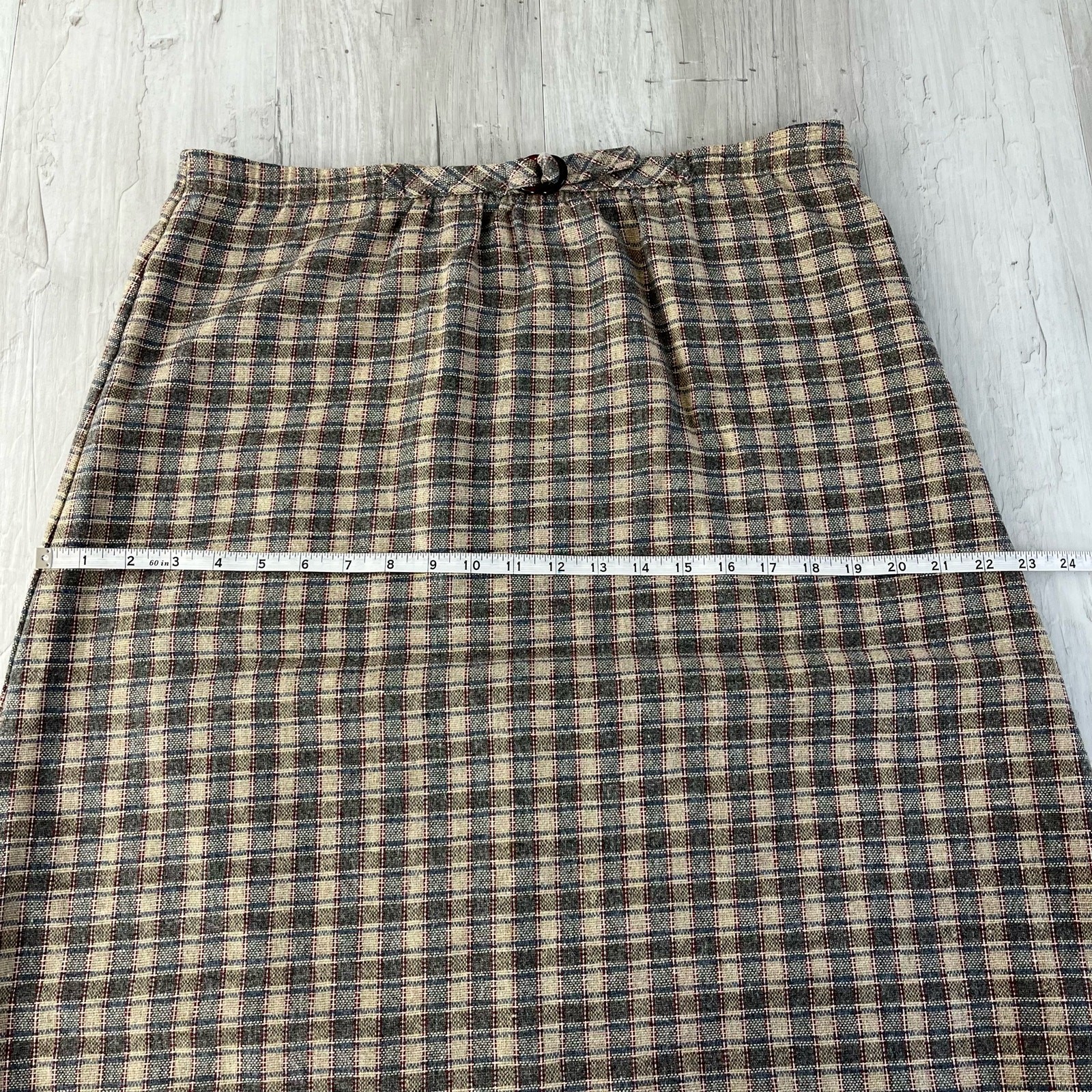 Vintage Hunter Sportswear Plaid A-Line High Waist Knee Length Preppy Skirt