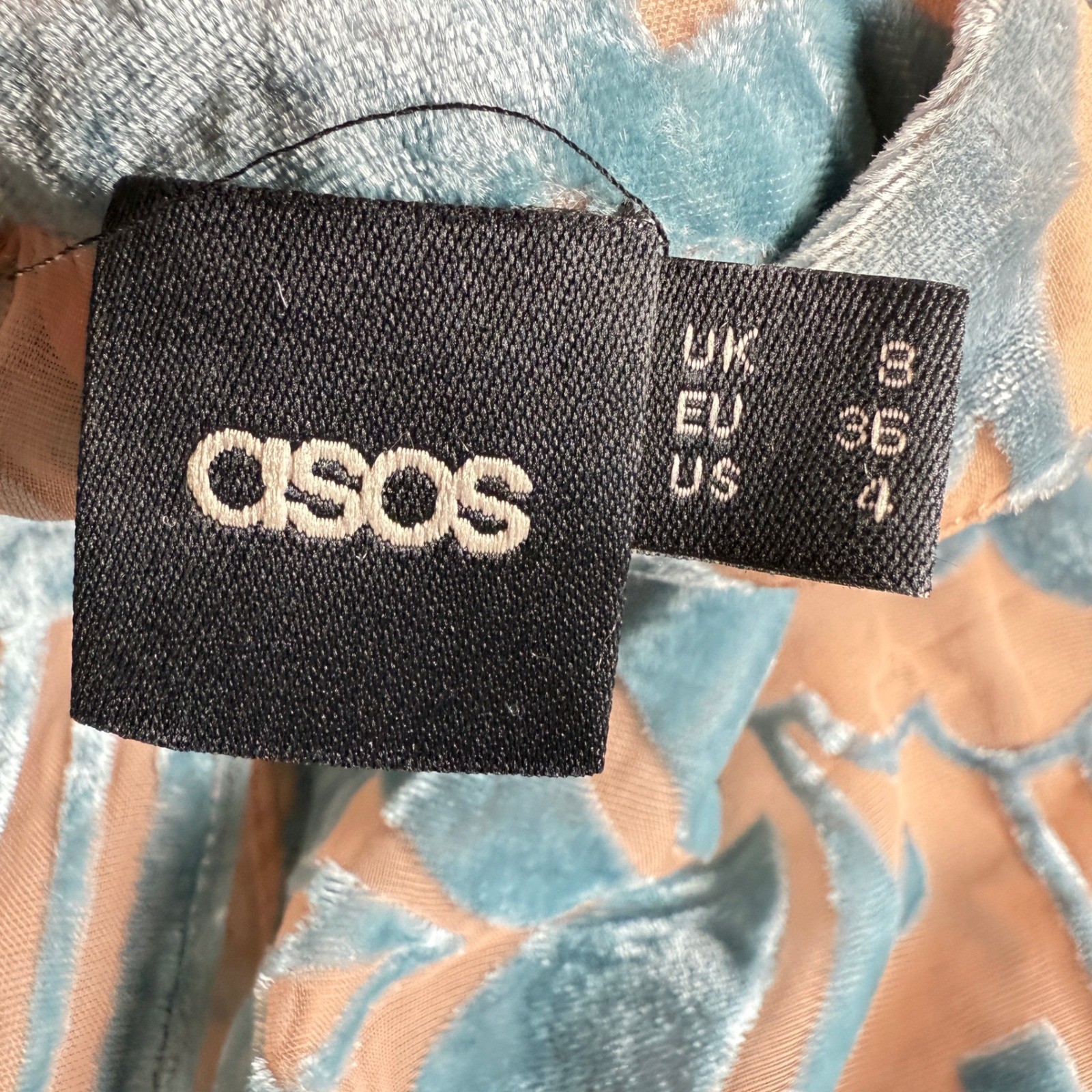 ASOS Dress 4 Velvet Burnout Mock Neck Teal Peach Retro 60s 70s Party Fairy Boho
