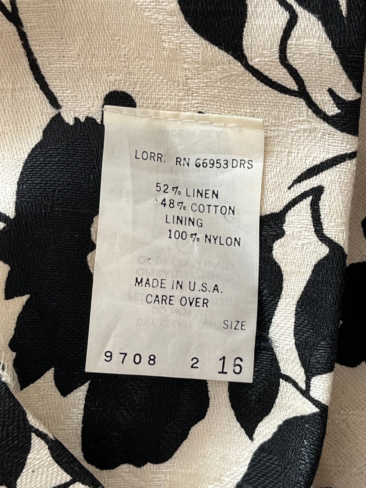 Vintage Floral Linen Dress Size 16 | International Ladies Garment Workers Union