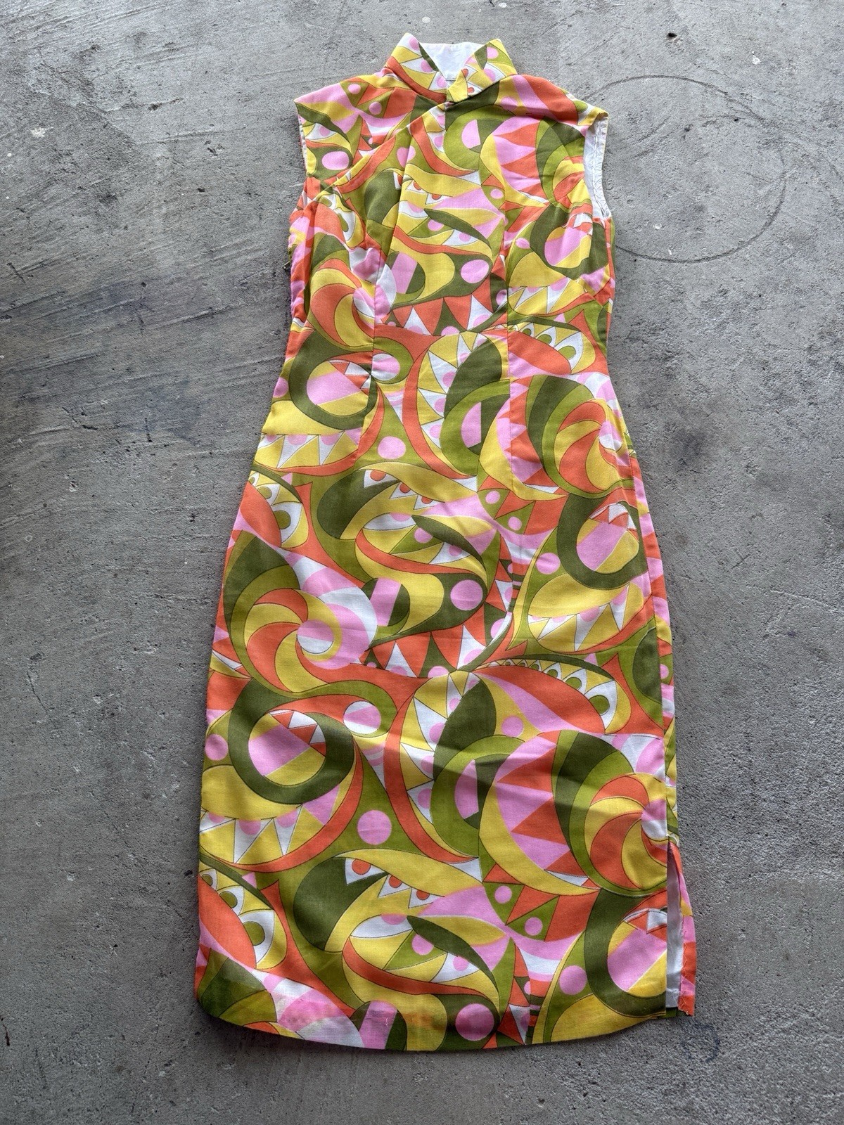 Vtg 70’s Boho Hippie Handmade Mod Retro Bold Floral Maxi Dress