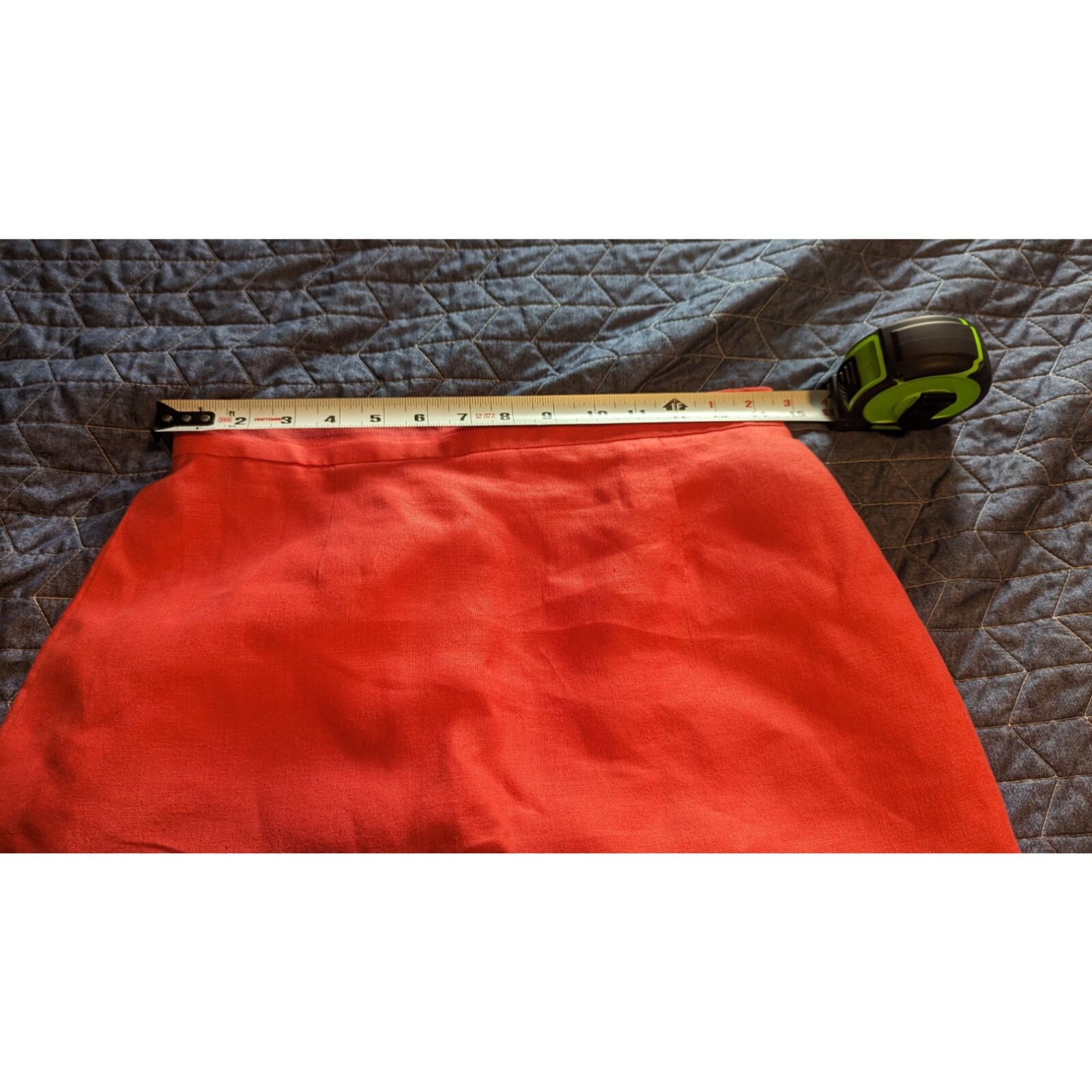 Vintage Unbranded 100% Linen Bright Coral Pink Skirt 29×20 (6/8) Made in USA