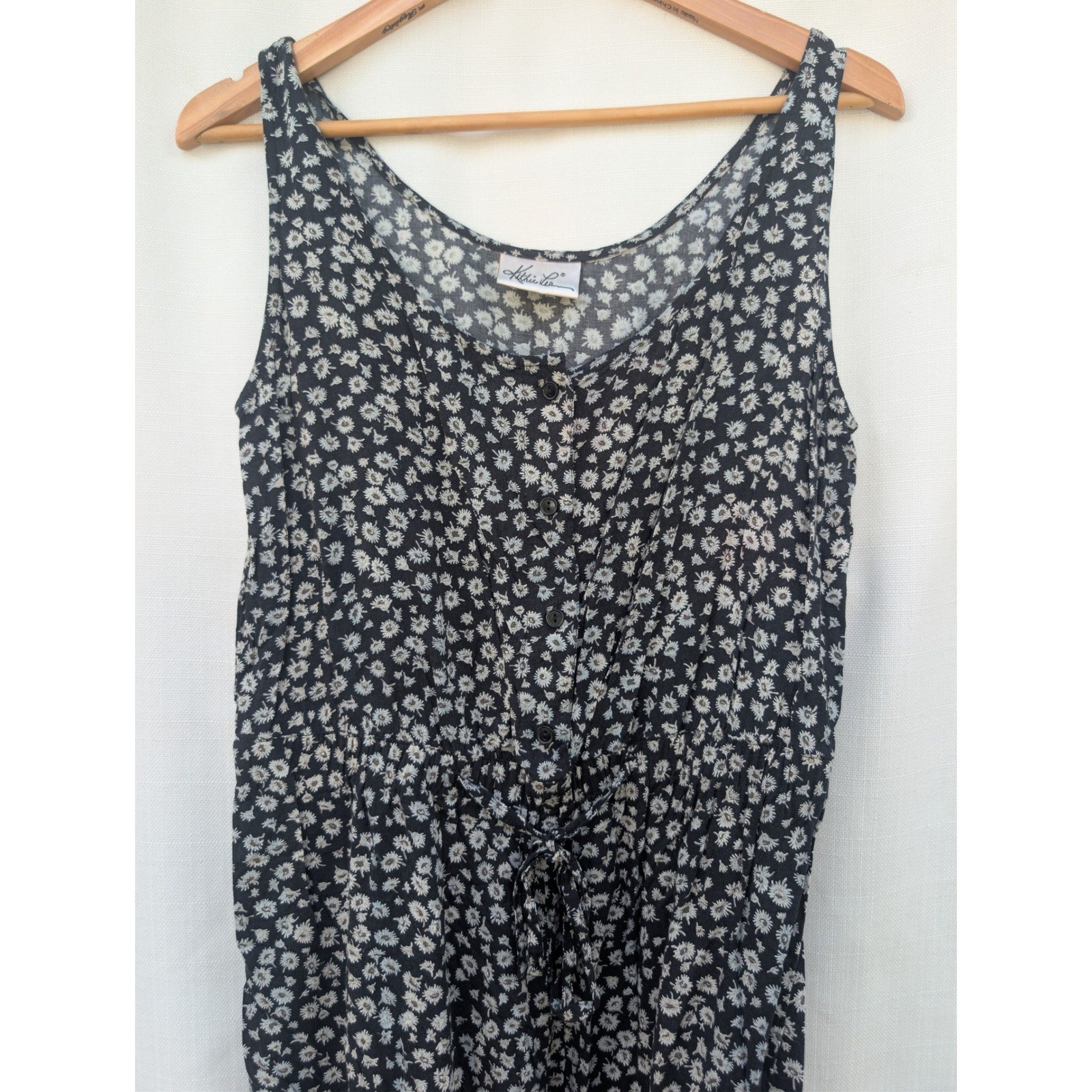 Vintage 90s Jumpsuit Kathie Lee Womens M Black Floral Grunge Whimsigoth Romper