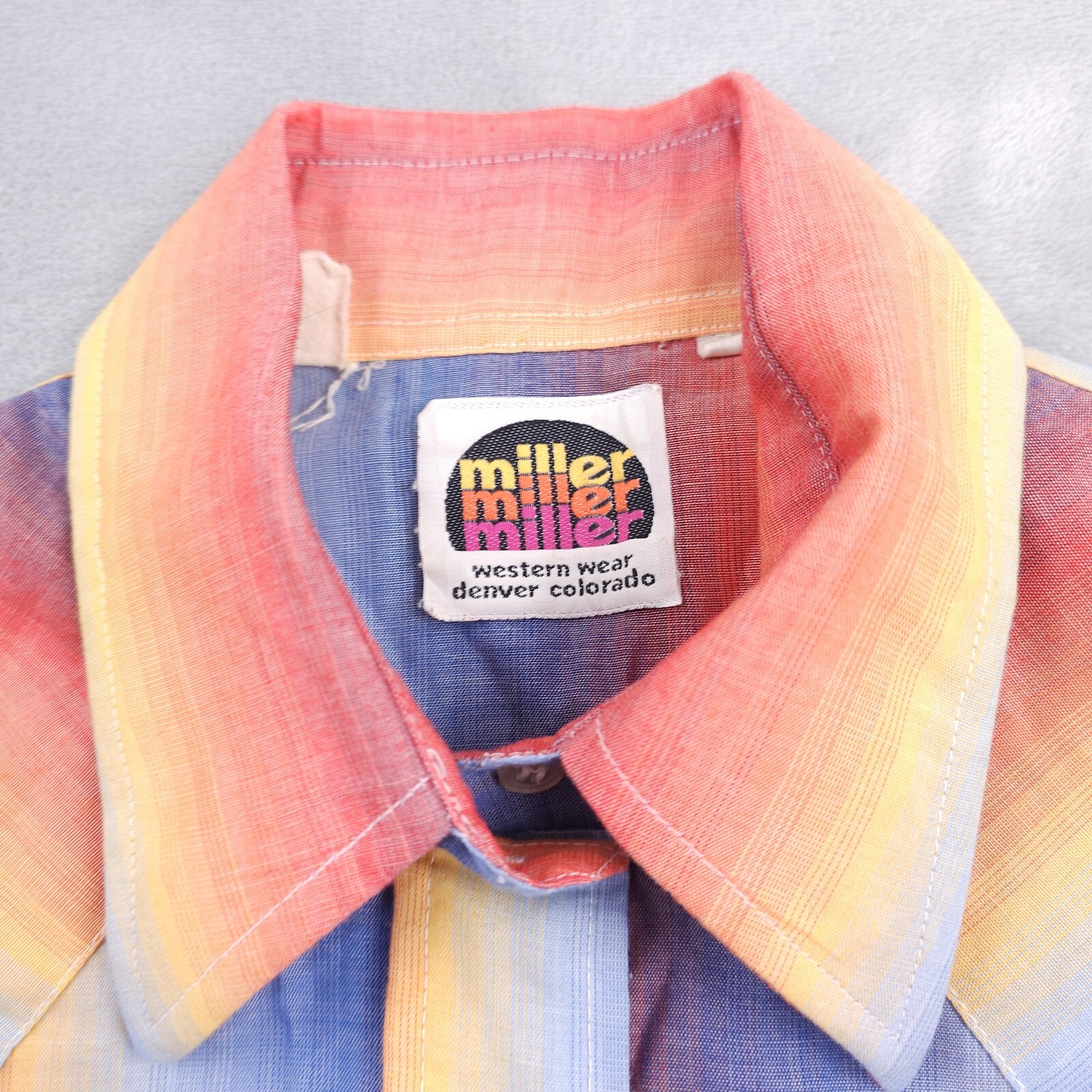 Vintage Western Rainbow Pearl Snap Shirt 12/34 Rockabilly Cowgirl Miller Disco