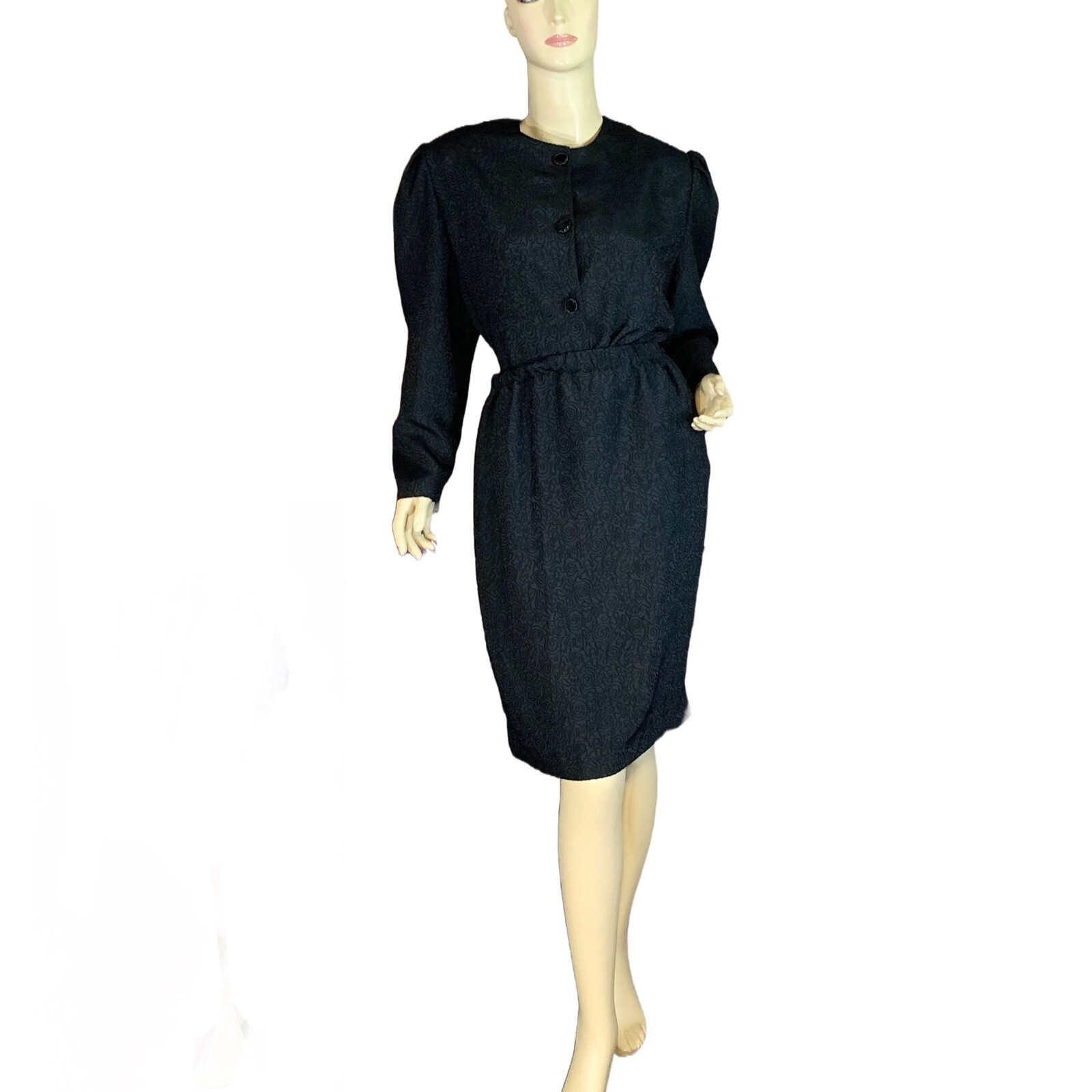 WOMEN’S VINTAGE 1980’S BLACK CHELSEA II SWIRL PRINT SKIRT SET SIZE 20W