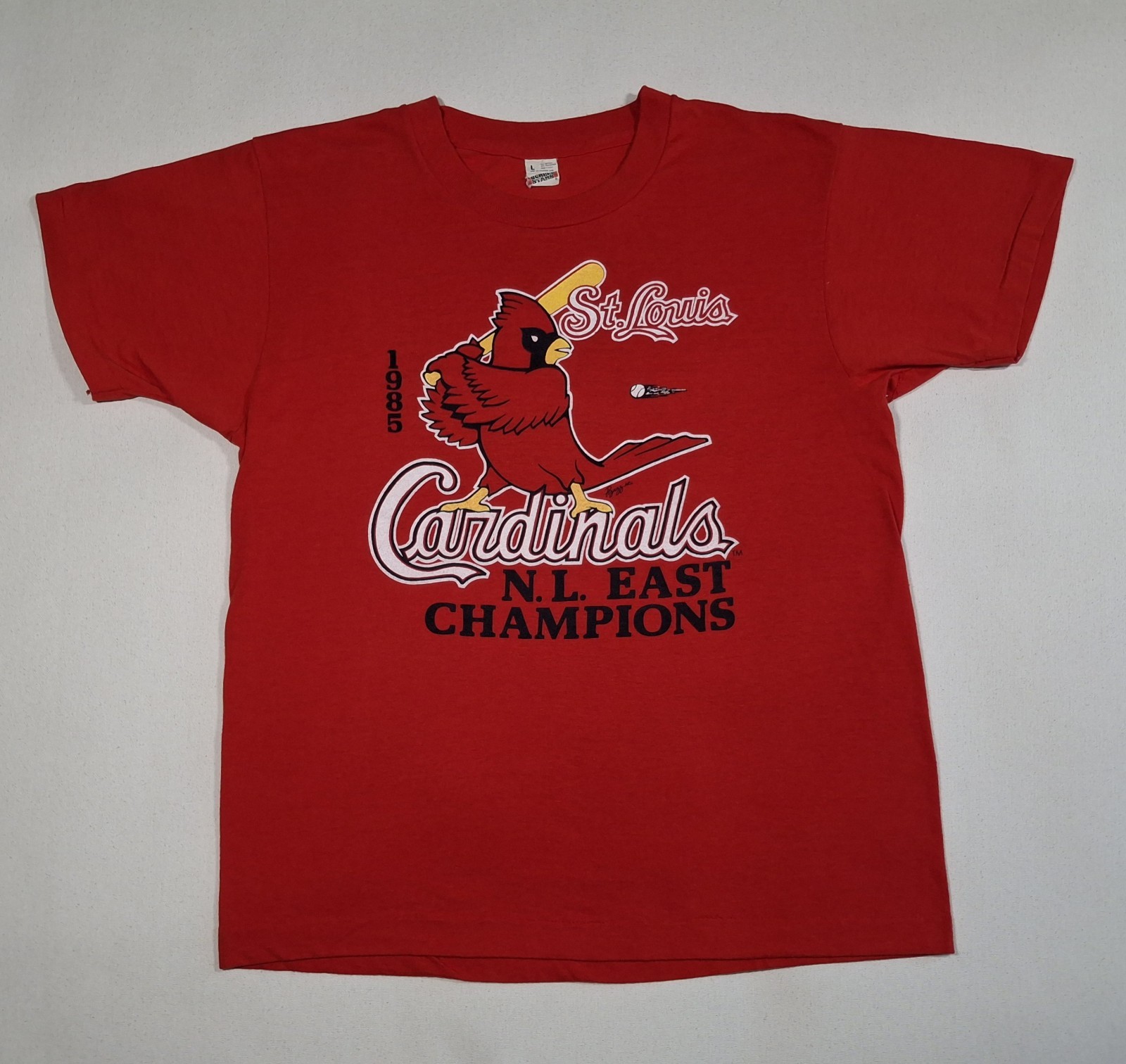 Vintage 1985 St Louis Cardinals NL East Champions Screen Stars Women’s L T-Shirt