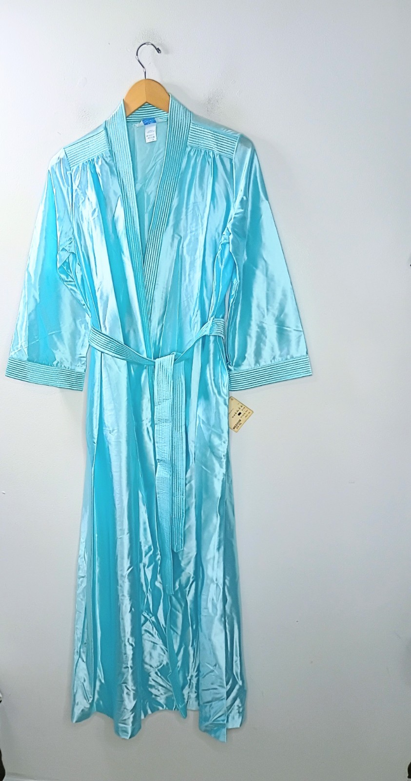 NEW Vintage At Home Wear Long Bathrobe Baby Blue Medium 12/14