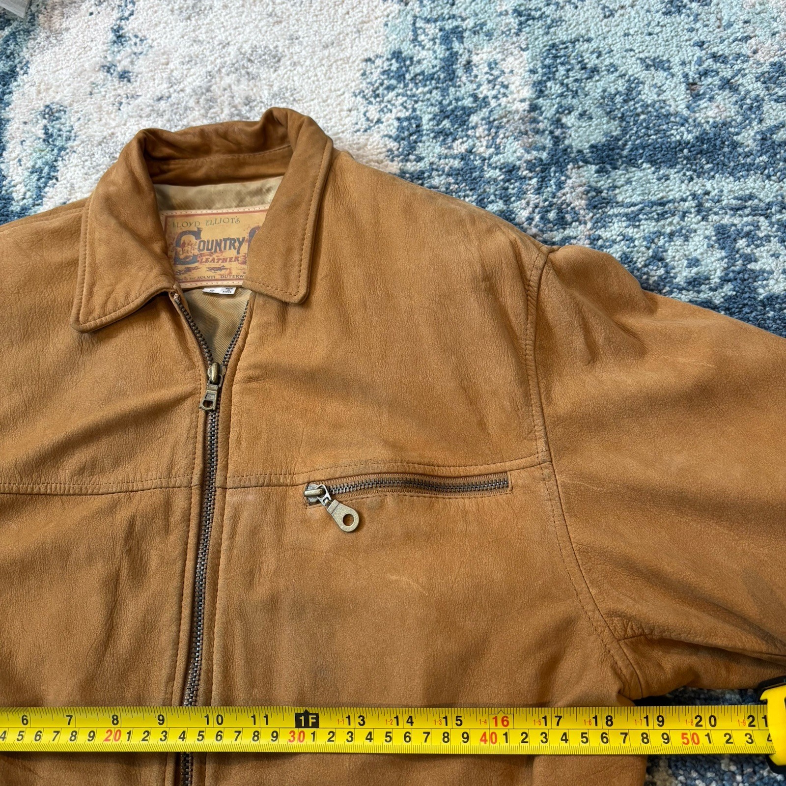 Lloyd Elliot’s Country Club Women’s S Tan Leather Jacket Full Zip Pockets