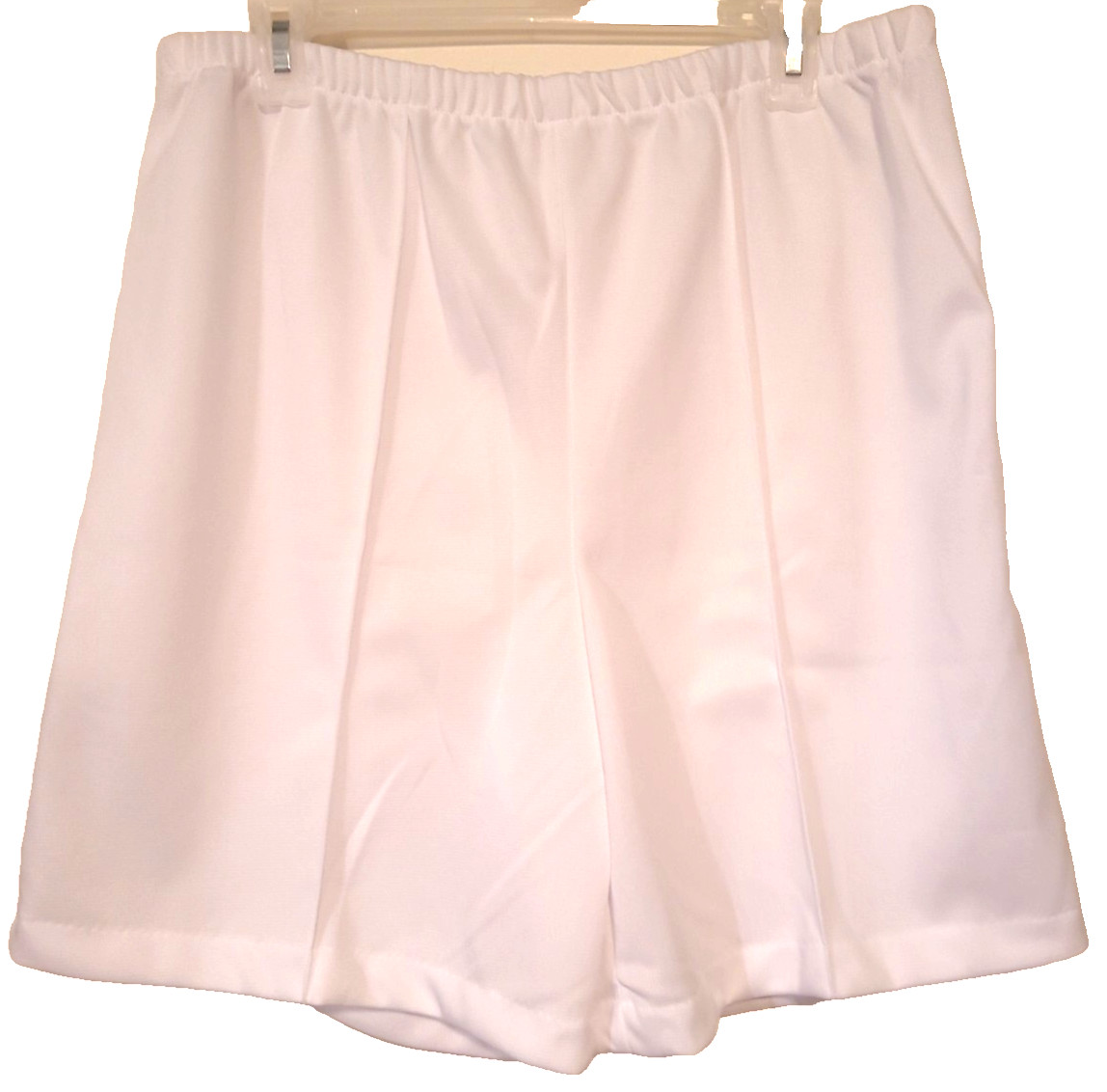 Vintage Women’s JoRo Pull Up Shorts White Polyester Full Elastic Waist SZ 12