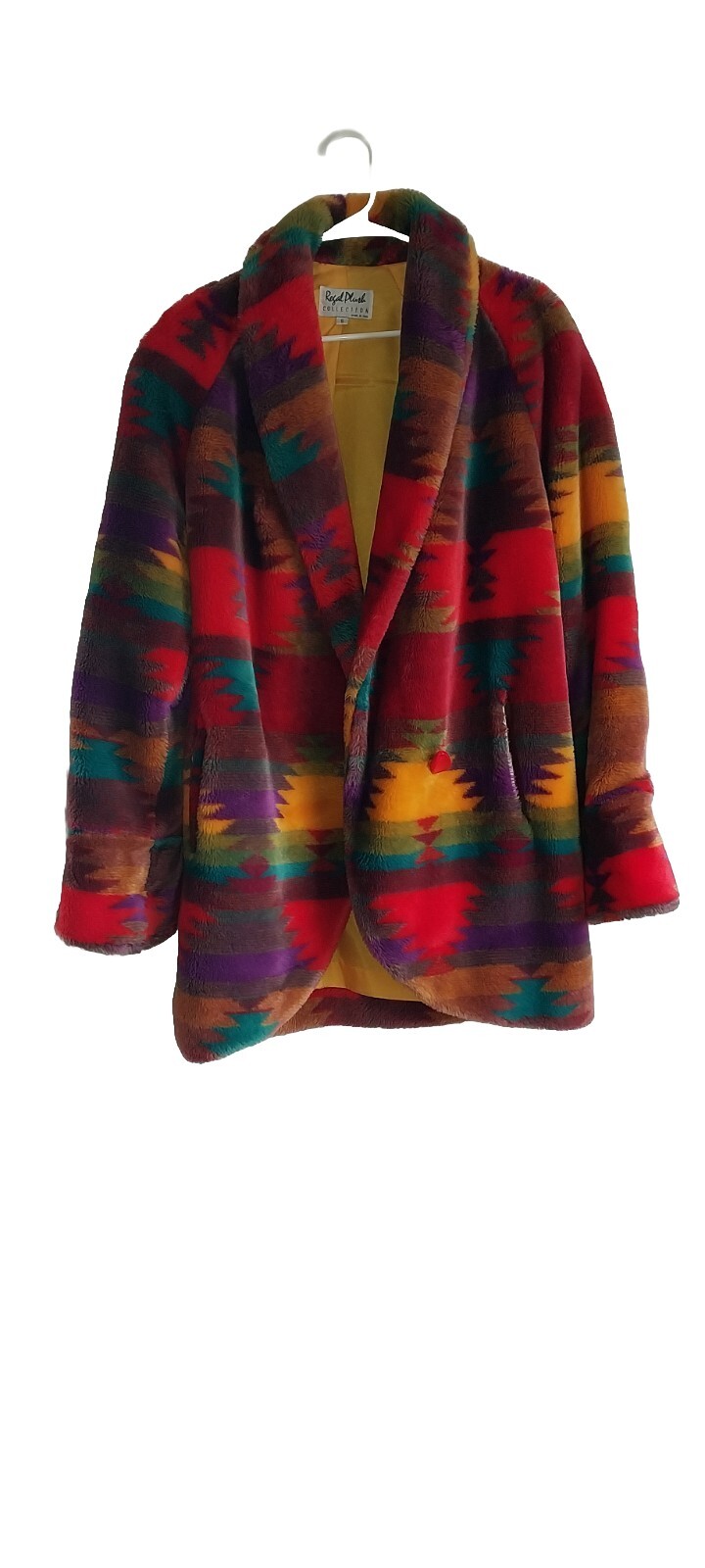 Vintage 80’s Regal Plush Colorful Hippie Western Style Oversized Faux Fur Coat
