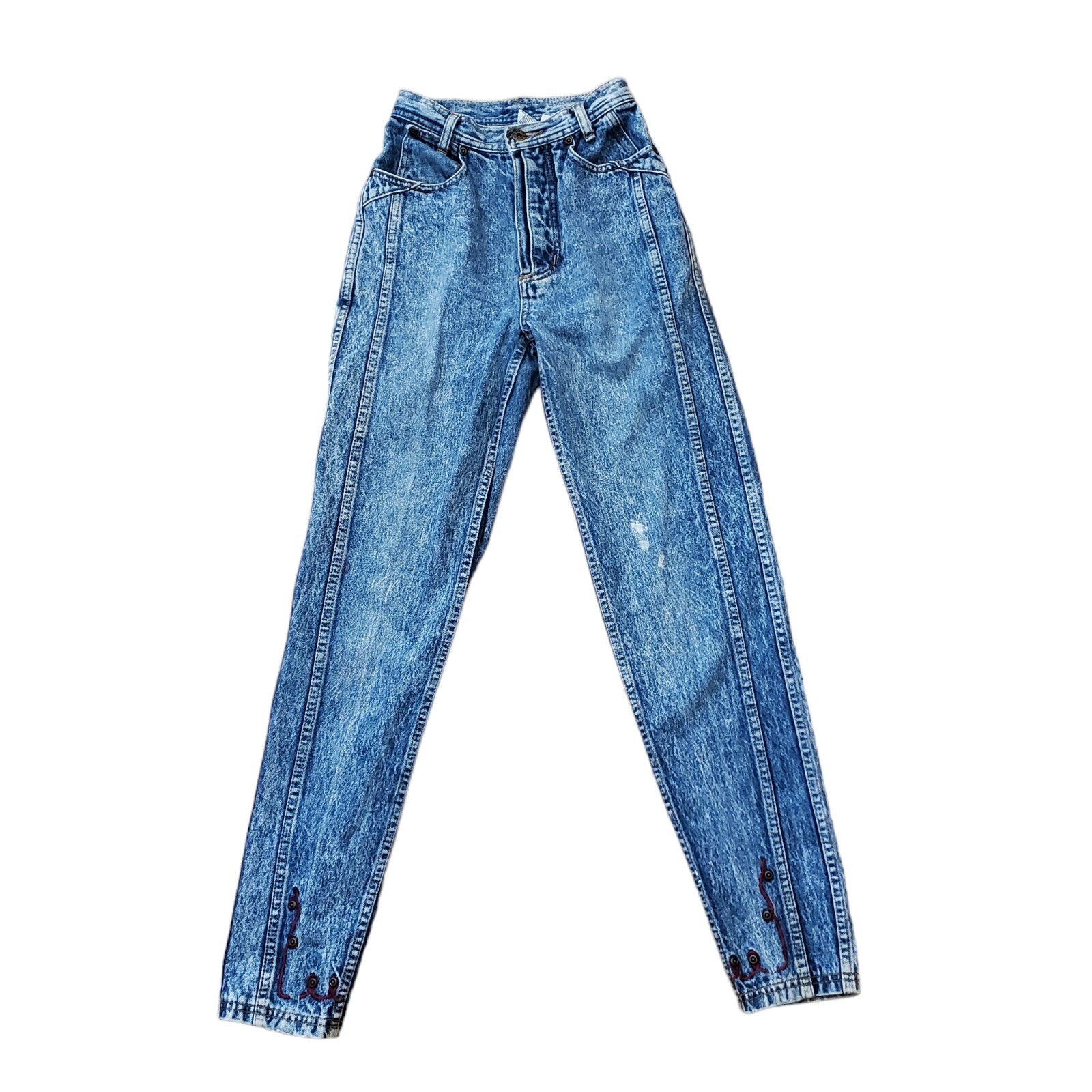 Bugle Boy Special Edition Vintage Embroidered Accent 80s Jeans Size W22 XXS