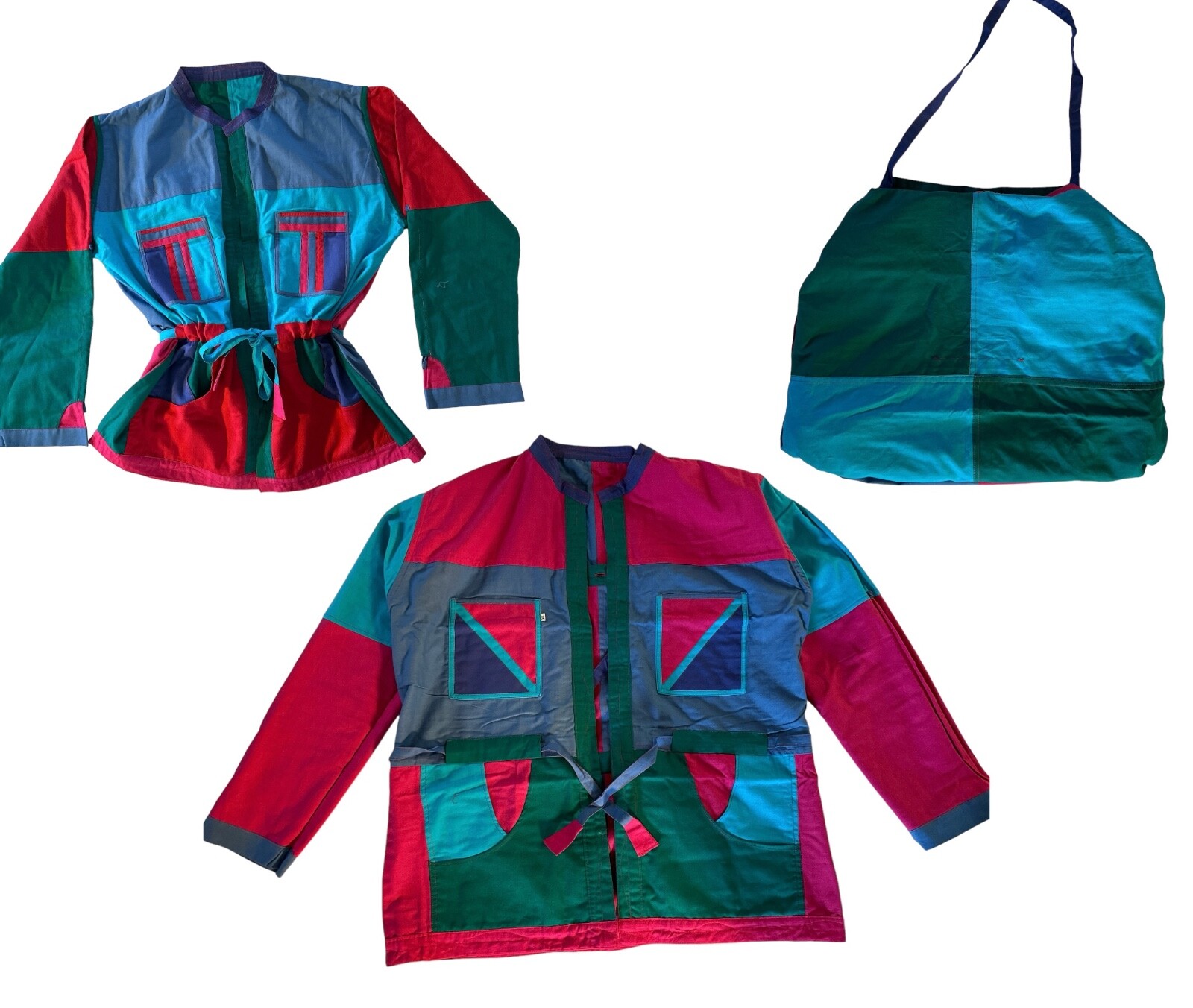 Vintage 90s Y2K Color Block Reversible Jacket Purse 2 in 1 Unisex Small-XXL Bold