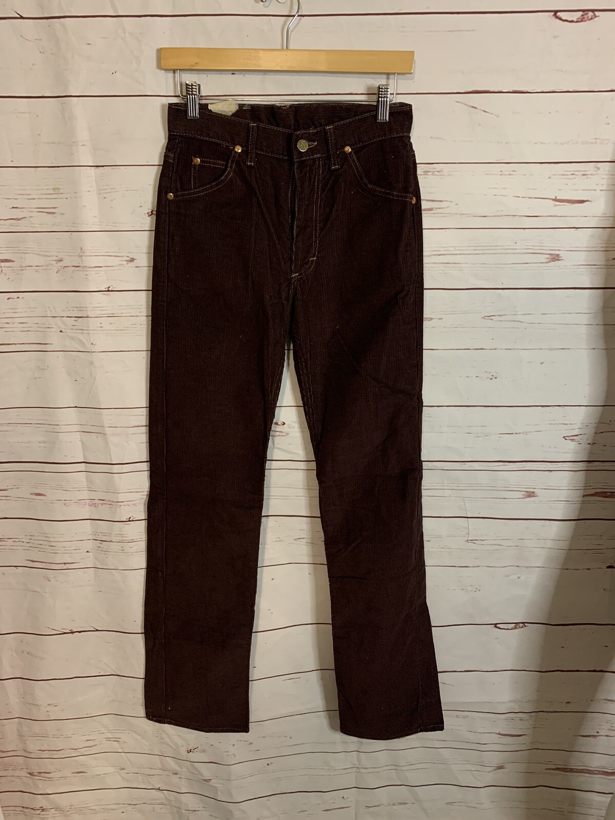 Vintage 60s 70s LEE Corduroy Jeans Brown Union-Made #42 Talon Zipper USA W-28″