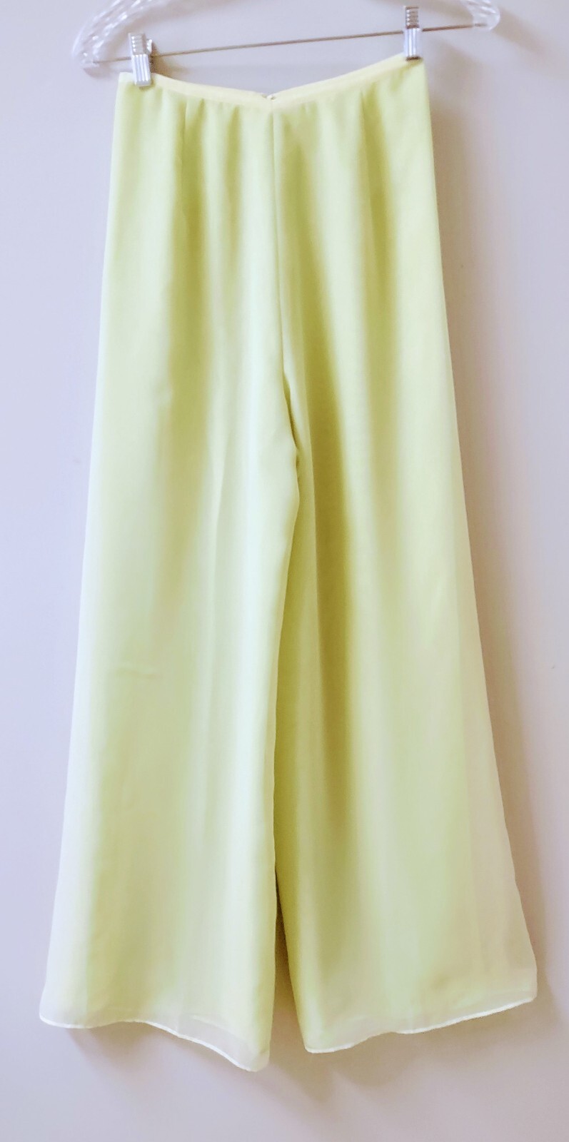 Vintage 60’s Chiffon Lined Wide Leg Pants Chartreuse Back Zipper High Waisted XS