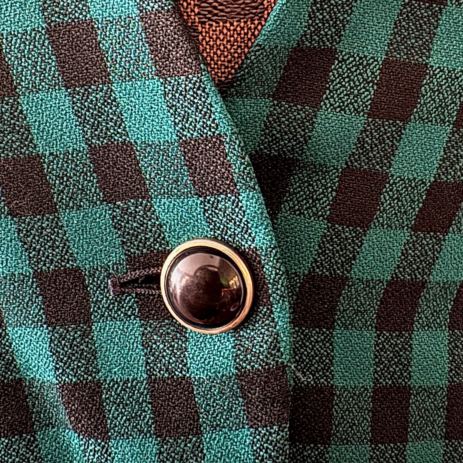 Vintage Saville Green Buffalo Check Plaid Blazer Womens Size 10 Preppy Gingham