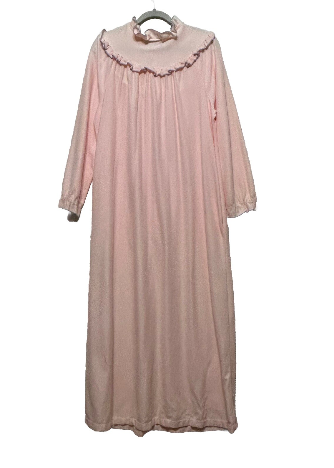 Vintage It’s A Charm Robe Women L Pink Embroidered Zip-Up Dressing Gown