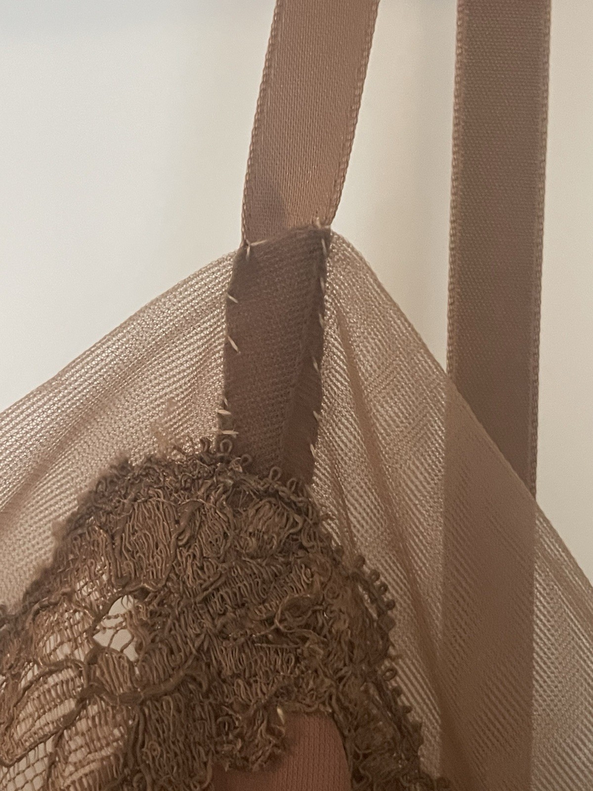 Vintage Van Raalte Suavette Full Slip Mocha Mushroom Brown Lace Size 40, 07206A