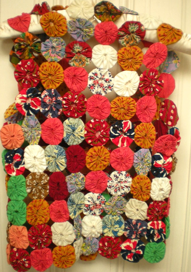 AMERICANA~VEST-YO YO PATCHWORK CIRCLES ~HANDMADE SZ 8/10~UNIQUE~CHARMING-VINTAG