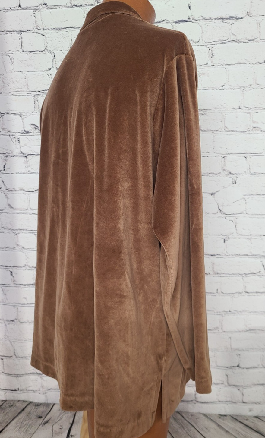 1970s Vtg Gertrude Davenport Women’s Shirt Collar Velour Long Sleeve Extra Large