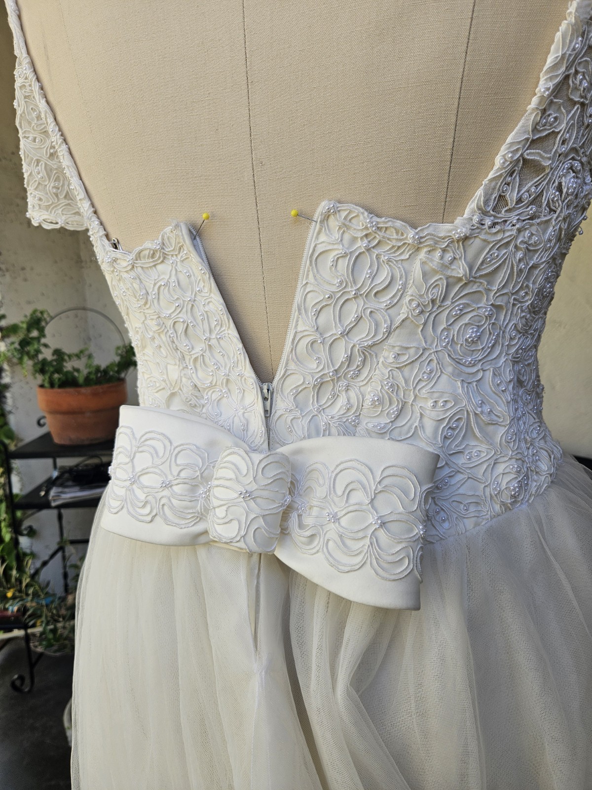 Vintage 90s-y2k Wedding Dress Ballgown Tulle Plus Size 16/18 Sleeves Lace Bridal