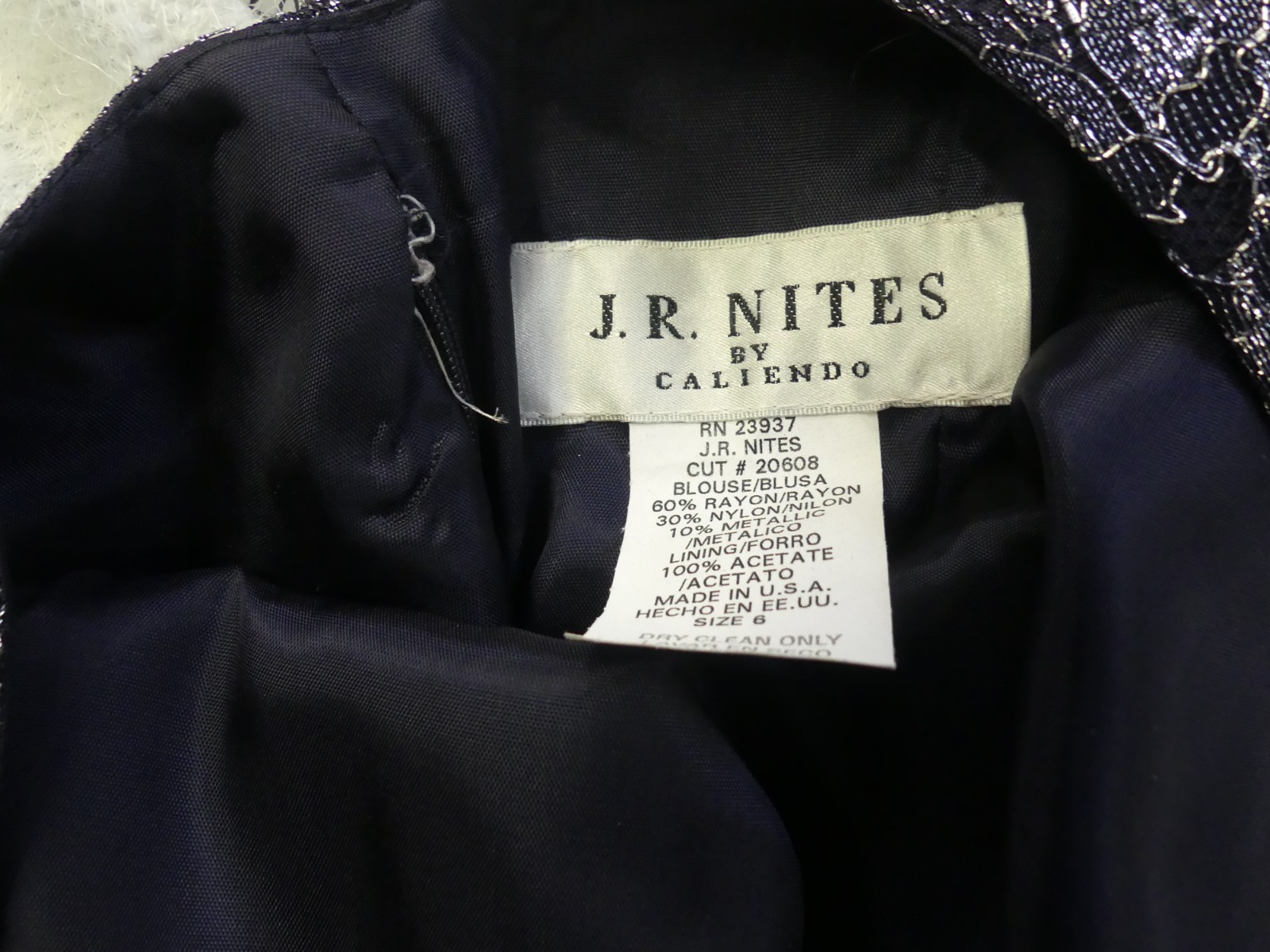 Vintage J.R. Nites Sz 6 Back zipper blue and silver scoop neck lined