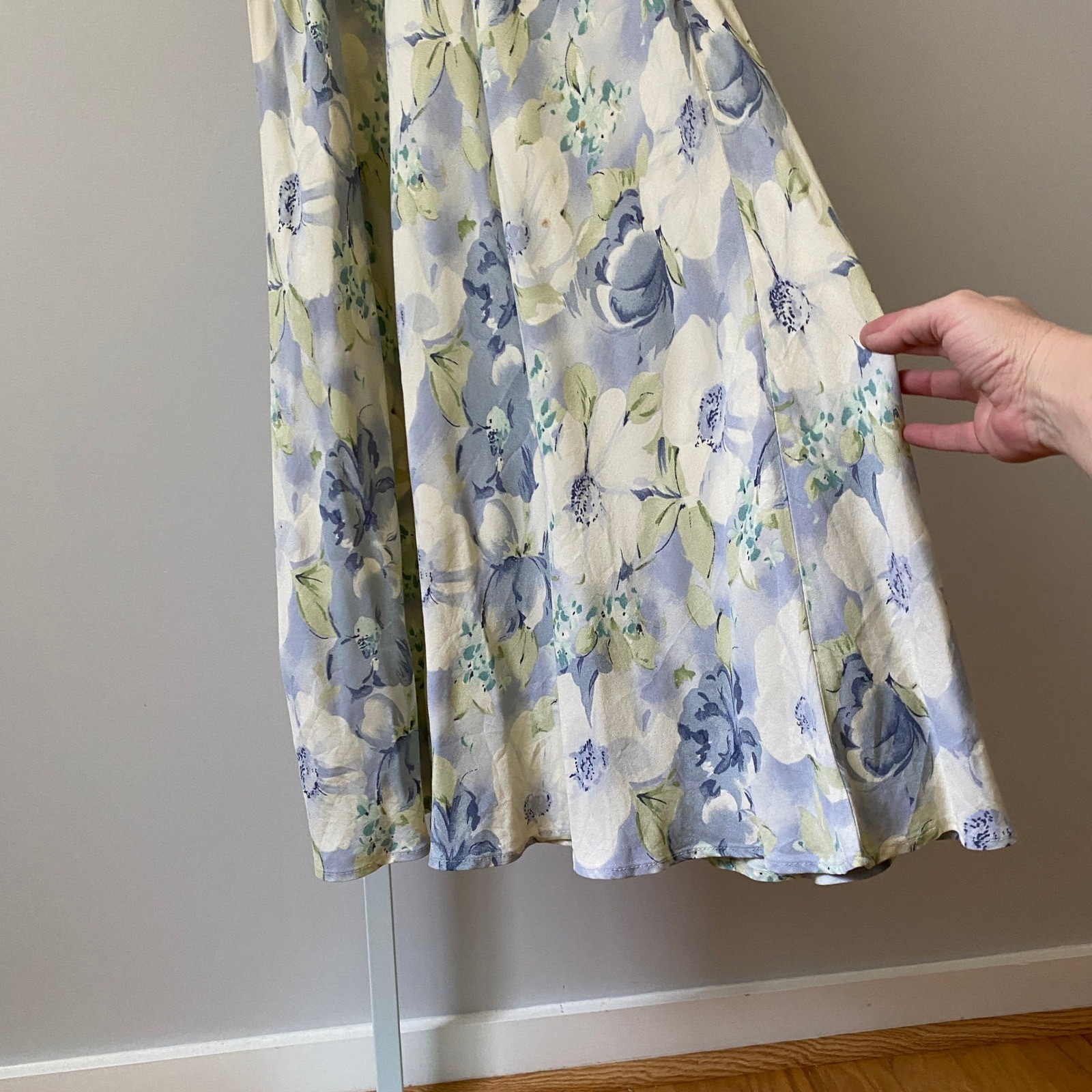 All That Jazz Rayon Dainty Fairy Floral Maxi Dress 7/8 Blue Yellow Cottagecore
