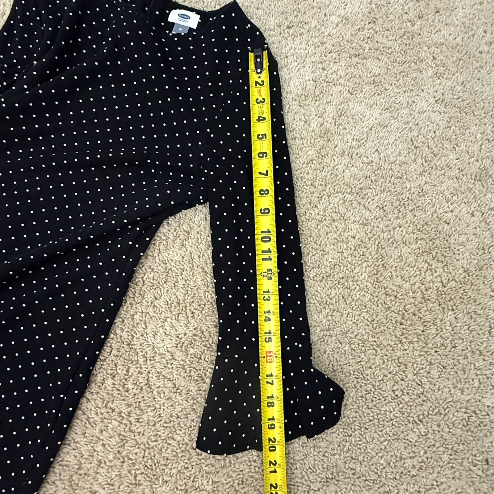 OLD NAVY Polka Dot Dress Medium Womens Black White Mini Preppy Stretch Knit