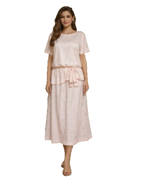 JENNY Made In USA Vintage Light Pink Dress with Waist Detail Size Large