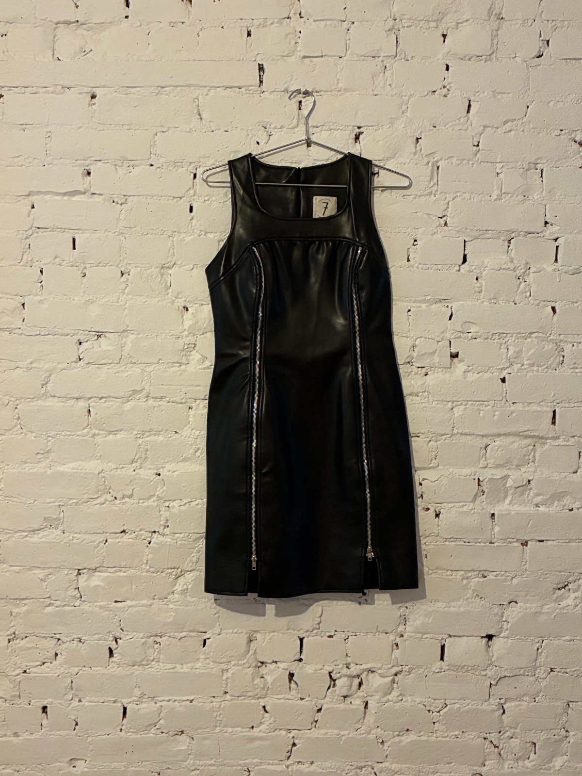 Todd Oldham vintage pleather dress with silver zippers
