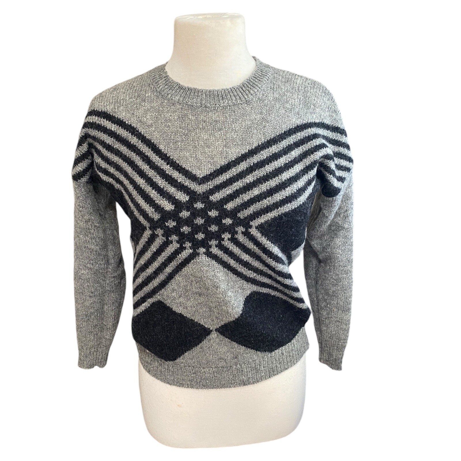 Vintage Laura Scott Shetland Wool Argyle Sweater Women’s Size Small New Zealand