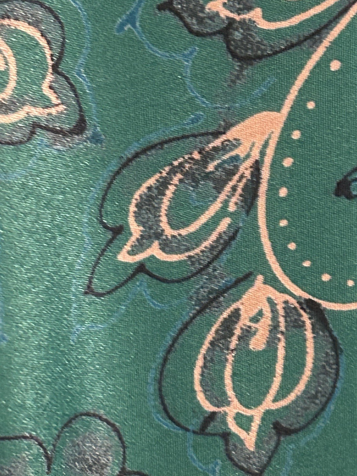 VTG 80s Leslie Fay Secretary Dress Sz 16 Long Sleeve Pleated Midi Green Paisley